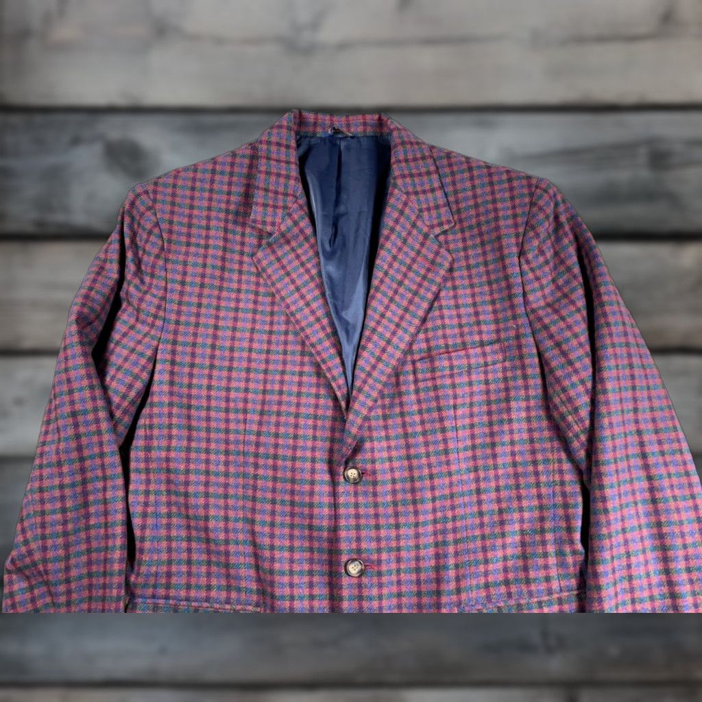 Gap VTG GAP Wool 3 Button Blazer Men’s Medium Red Green Blue Plaid Check Preppy Size 40R - 1 Thumbnail