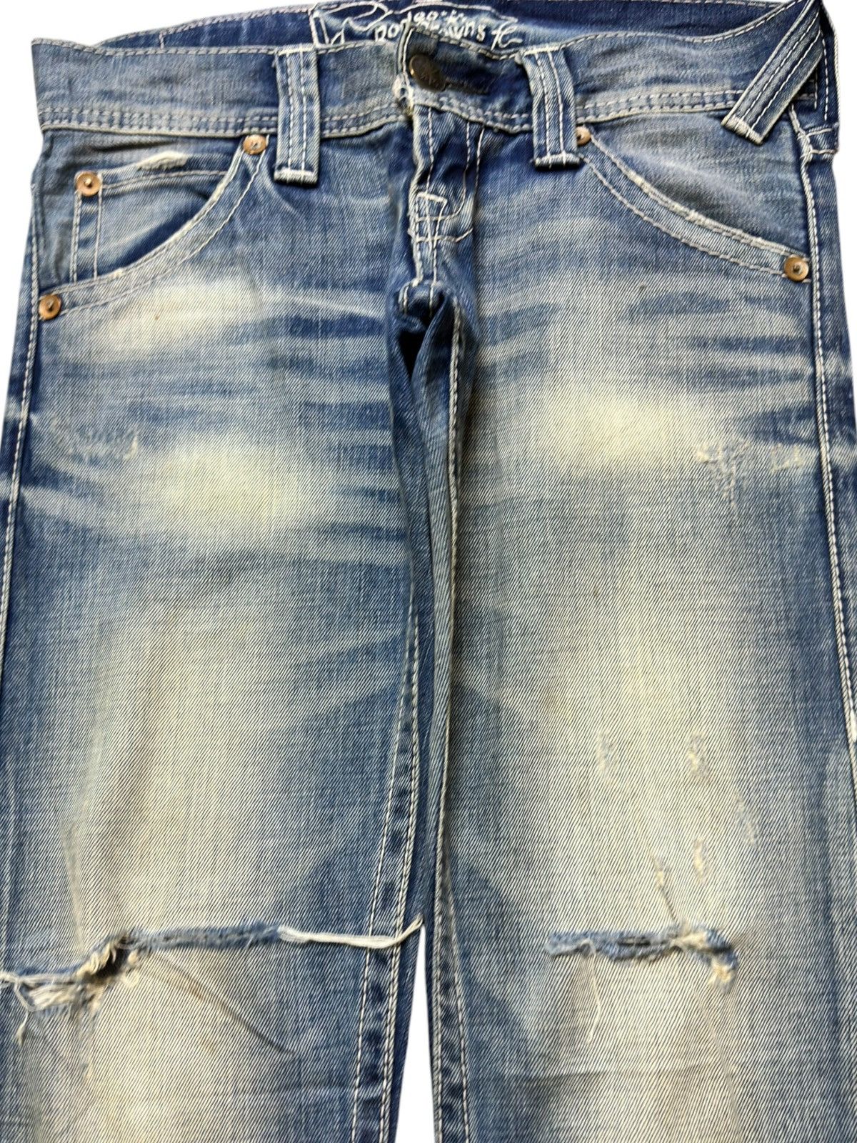 Romeo Gigli Vintage Rodeo Crown Flare Mudwash Ripped Distressed Denim Size US 29 - 2 Thumbnail