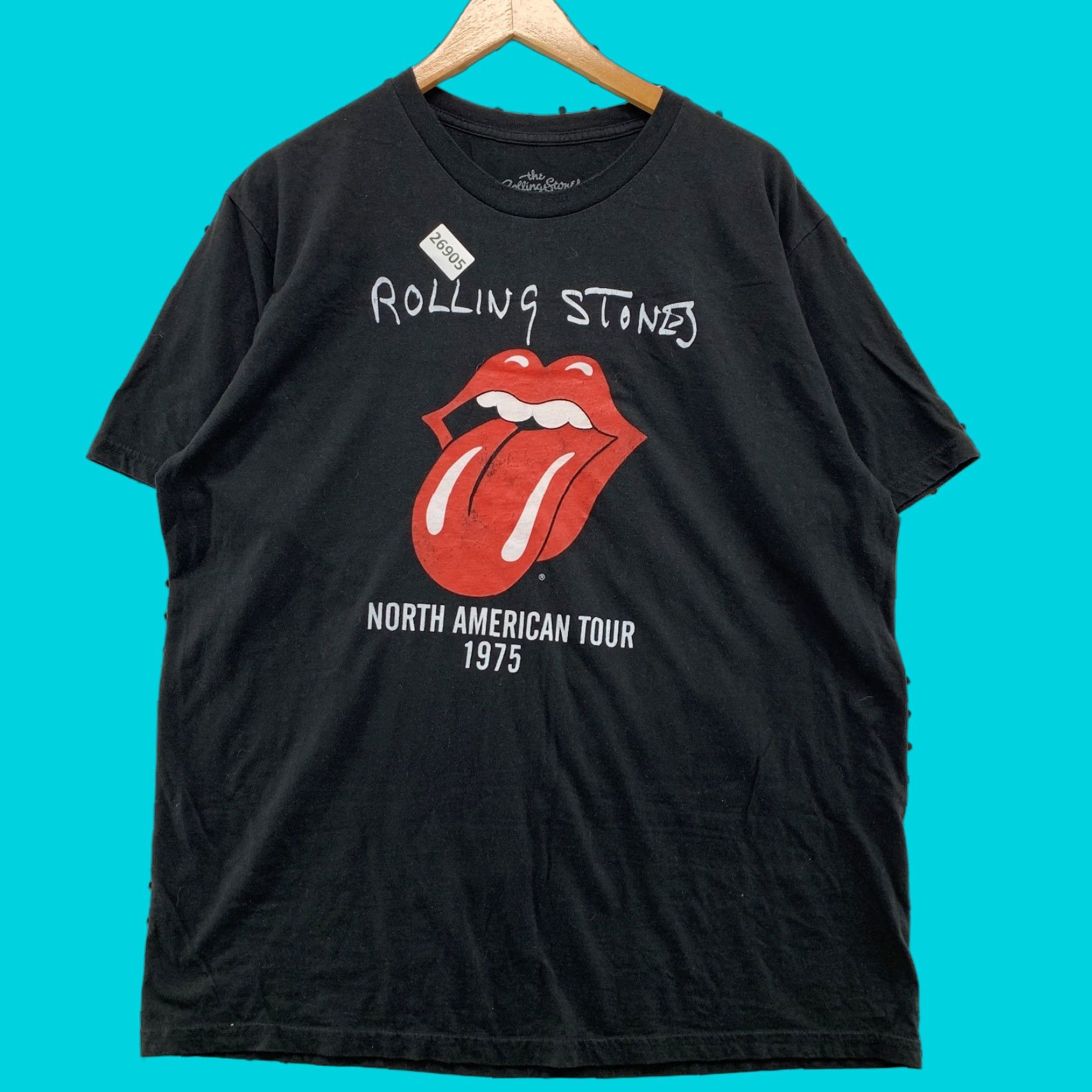 Vintage VINTAGE The Rolling Stones Shirt XL Black 1975 North American Tour Music Band Unisex Adults 24x29.5 Crew Neck Short Sleeve Cotton, Cotton Blend Mens Size US XL / EU 56 / 4 - 1 Thumbnail