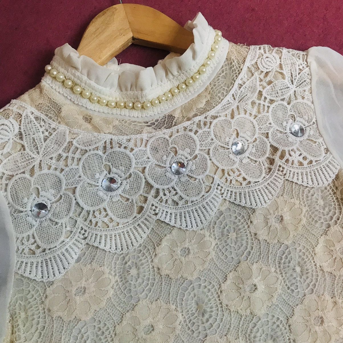Other Japanese Umock Neck Sheer Lace Blouse Size M / US 6-8 / IT 42-44 - 2 Thumbnail