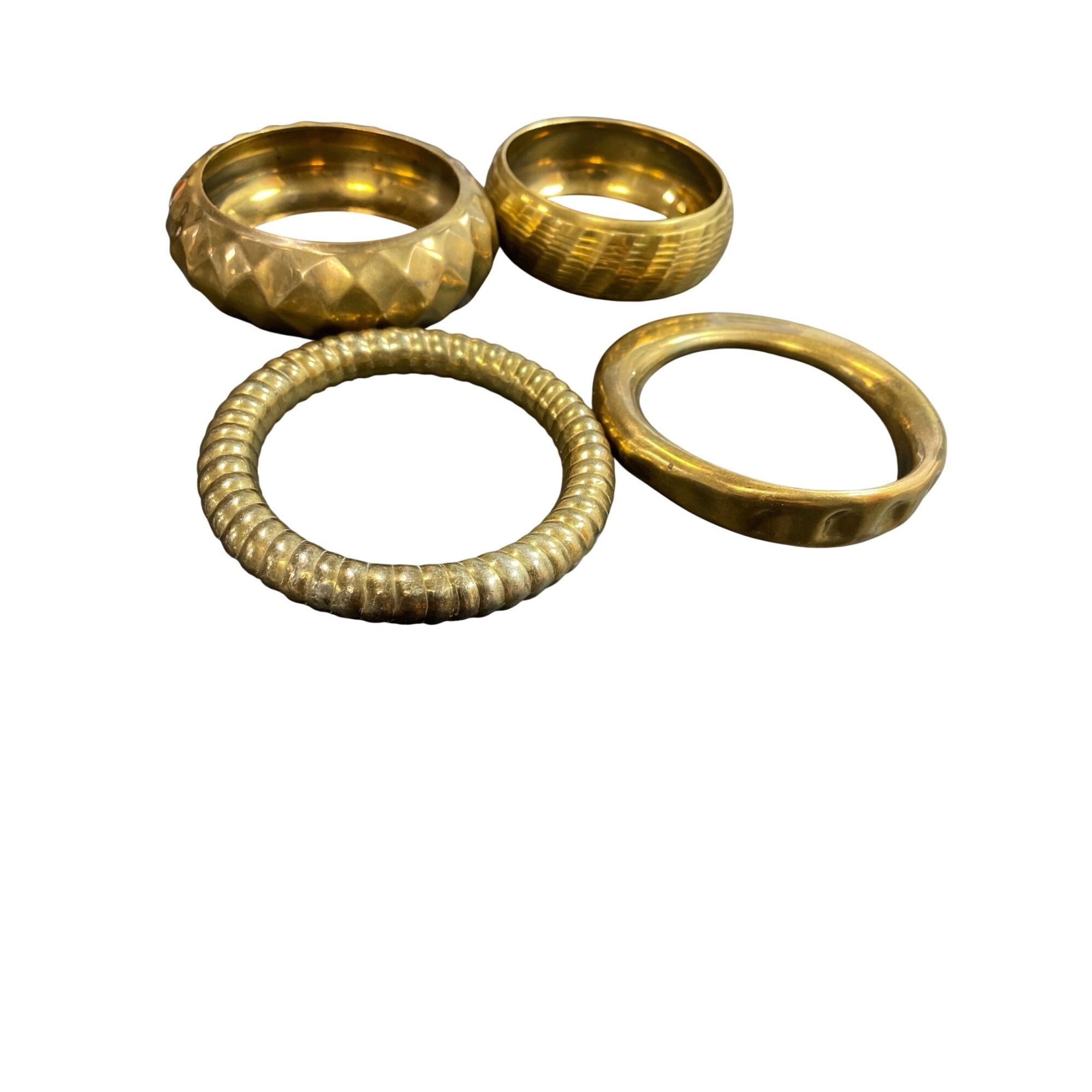 Other Set Of 4 Vintage Brass Bangles With Textured & Smooth Design Size ONE SIZE - 11 Thumbnail