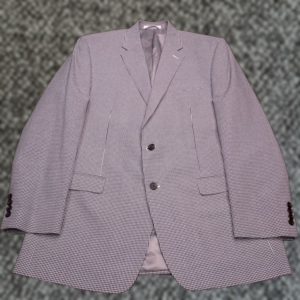 Chaps Chaps Sport Coat Mens 44L Black White Plaid Blazer Jackets Coat Blazer Sport Coat Notch Lapel Vintage? Wait. Size 44R - 1 Thumbnail