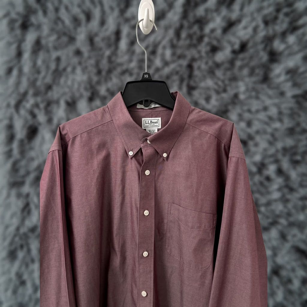 Vintage VINTAGE L.L. Bean Shirt Mens 16.5 Red Pinpoint Oxford Traditional Fit Wrinkle Free Dress Shirt Pocket Button-Down Collar Mens Holiday/Workwear 251423 Size US XL / EU 56 / 4 - 1 Thumbnail