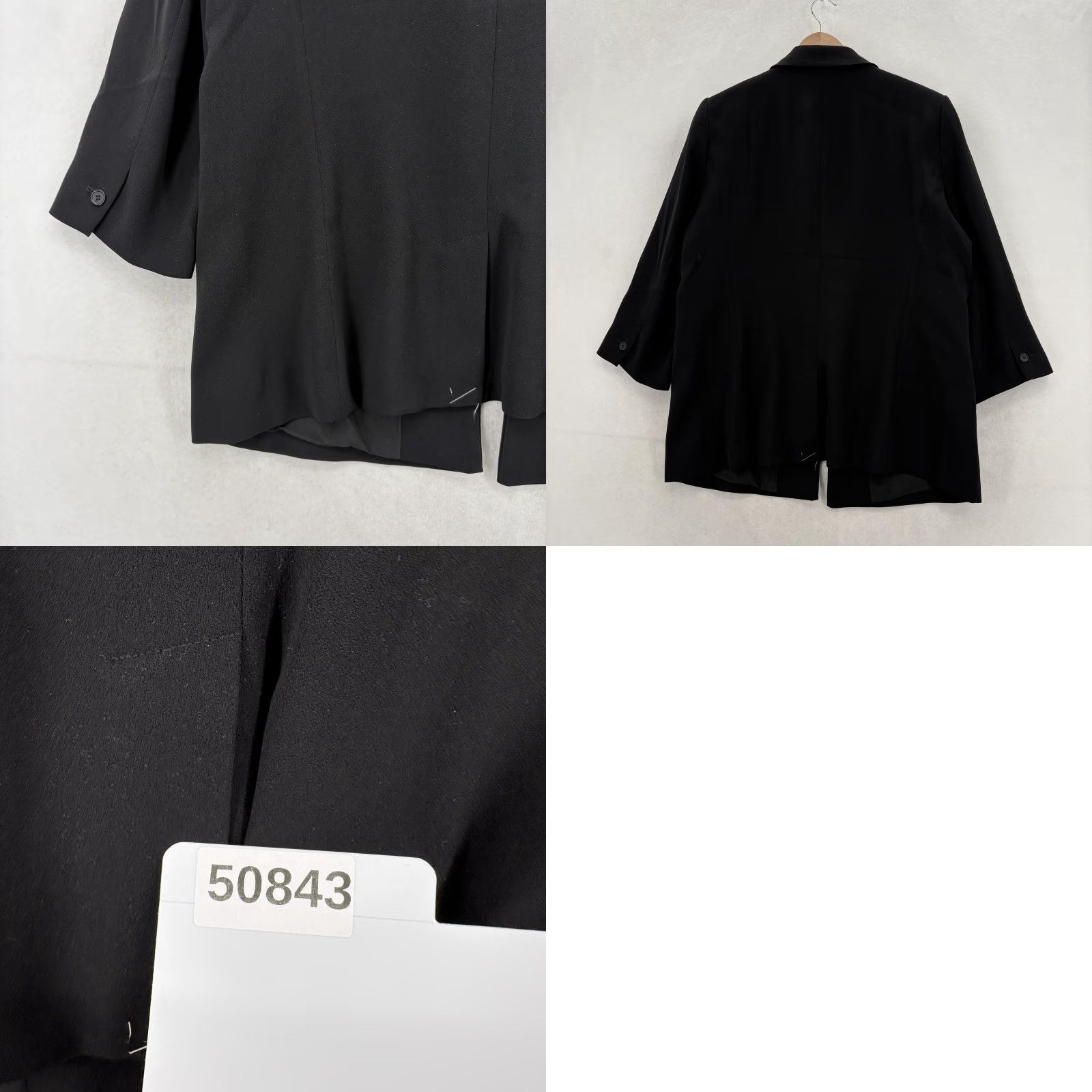 Loft LOFT Blazer 14 Black Crepe 3/4 Sleeve Open Front Work Jacket Womens NWT Size XL / US 12-14 / IT 48-50 - 9 Thumbnail