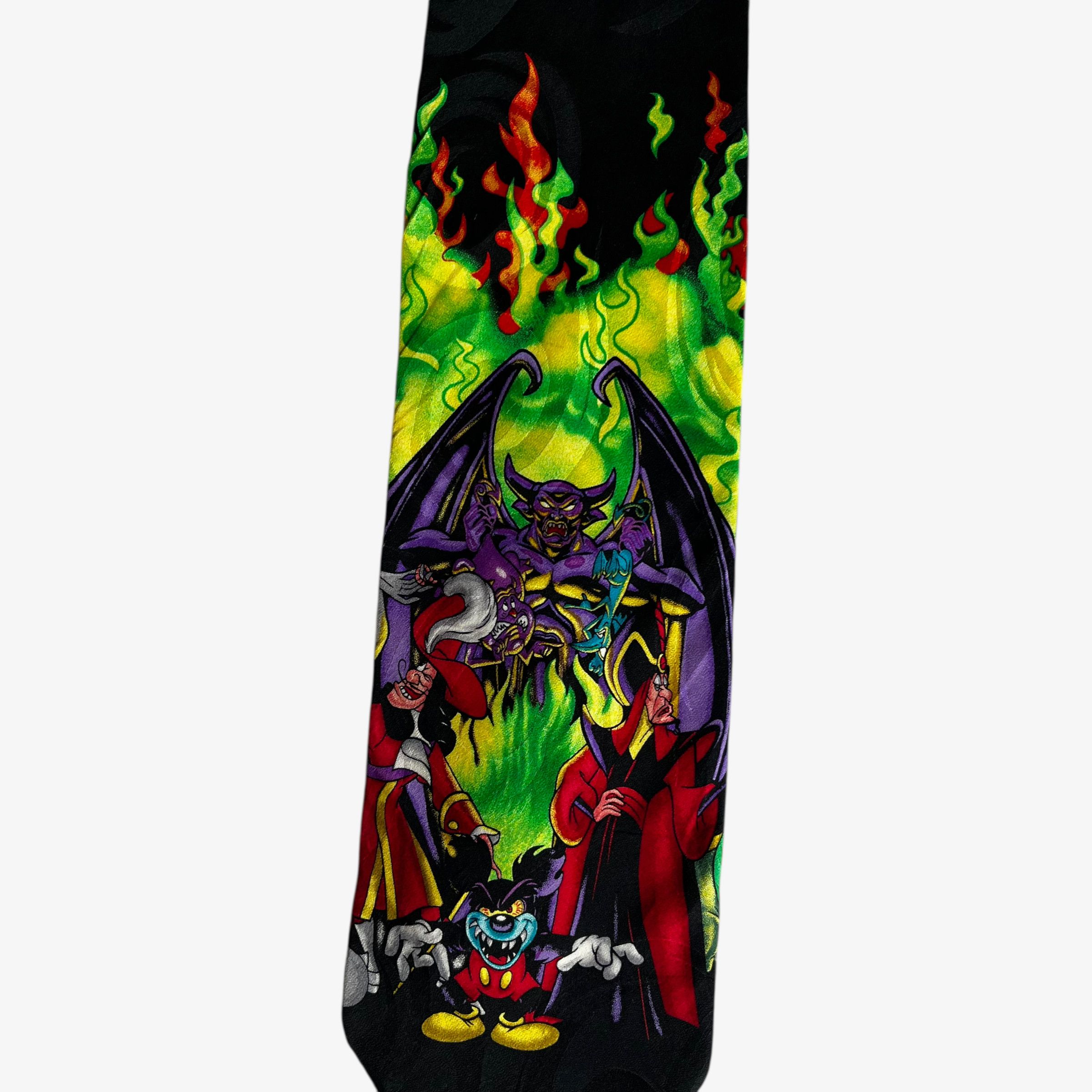 Disney Vintage 90s Disney Villain Print Black Silk Tie Size ONE SIZE - 3 Thumbnail