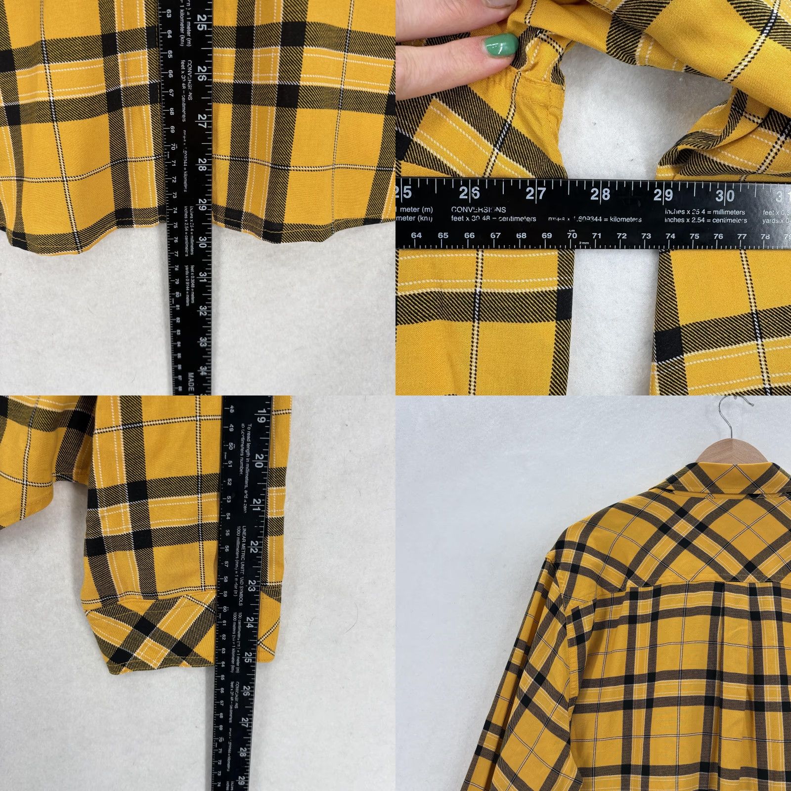 Torrid Torrid Button-Up Shirt Womens 1X Yellow Plaid Long Sleeve Plus Size XL / US 12-14 / IT 48-50 - 8 Thumbnail
