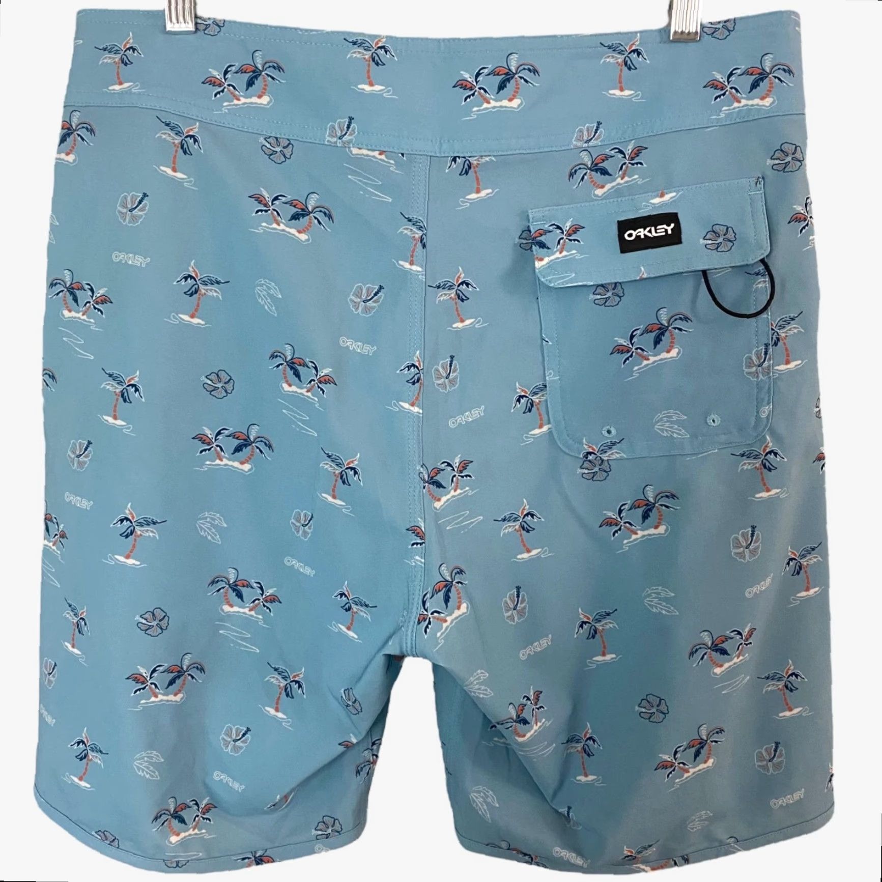 Oakley Oakley Board Shorts Mens 32 Blue Tropics Palm Tree Print 19" B1B RC - Tide Beach, Surf, Recreational - Back Pocket, Drawstring Size US 32 / EU 48 - 4 Thumbnail