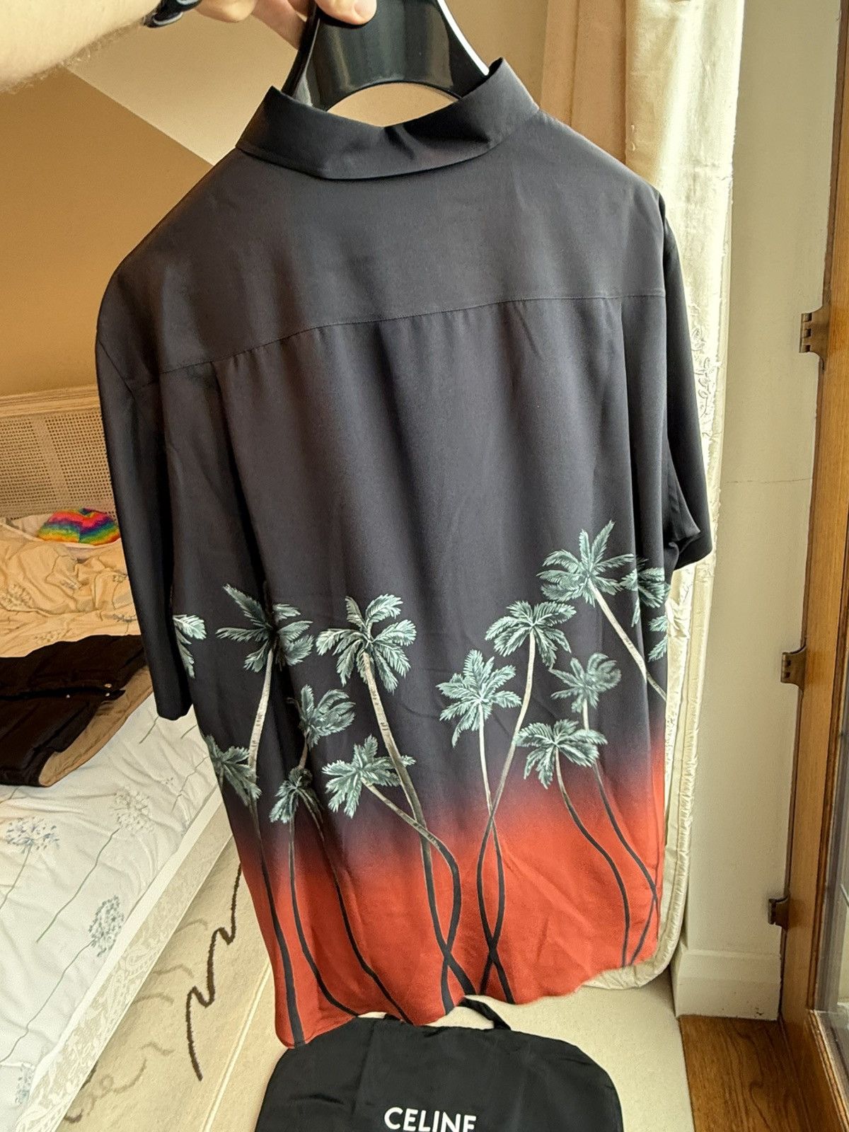 Celine $1.6k SS22 Celine Tailcoat palm tree Shirt in Silk Hedi 41 Size US L / EU 52-54 / 3 - 20 Thumbnail