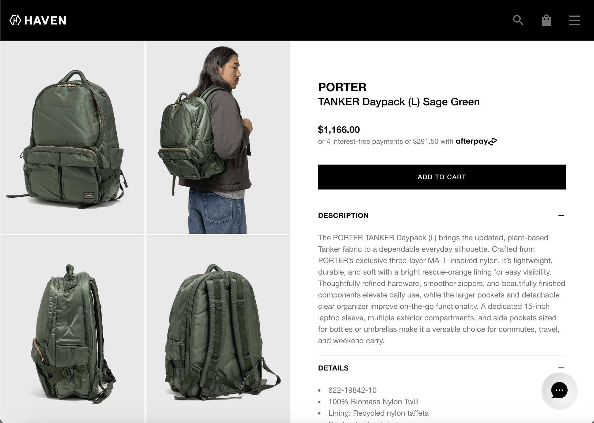 Porter Porter-Yoshida Tanker Backpack L Sage Green Size ONE SIZE - 4 Thumbnail