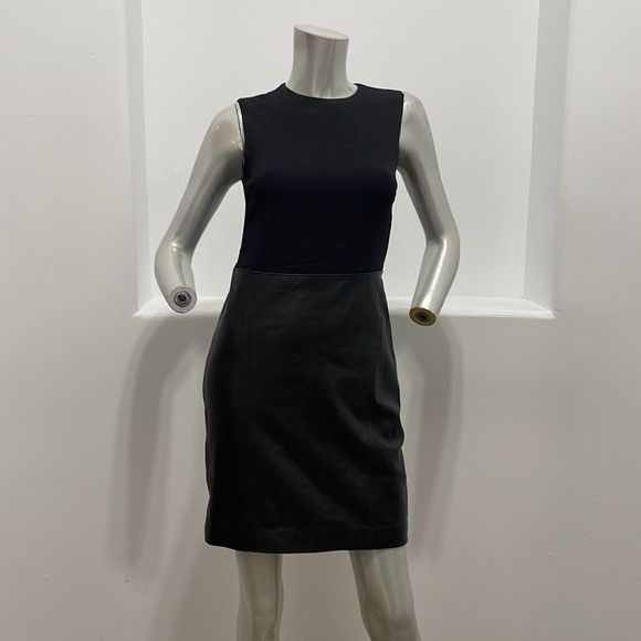 Vince Vince Sleeveless Leather Ponte Combo Sheath Dress Black Size Size XS / US 0-2 / IT 36-38 - 14 Thumbnail
