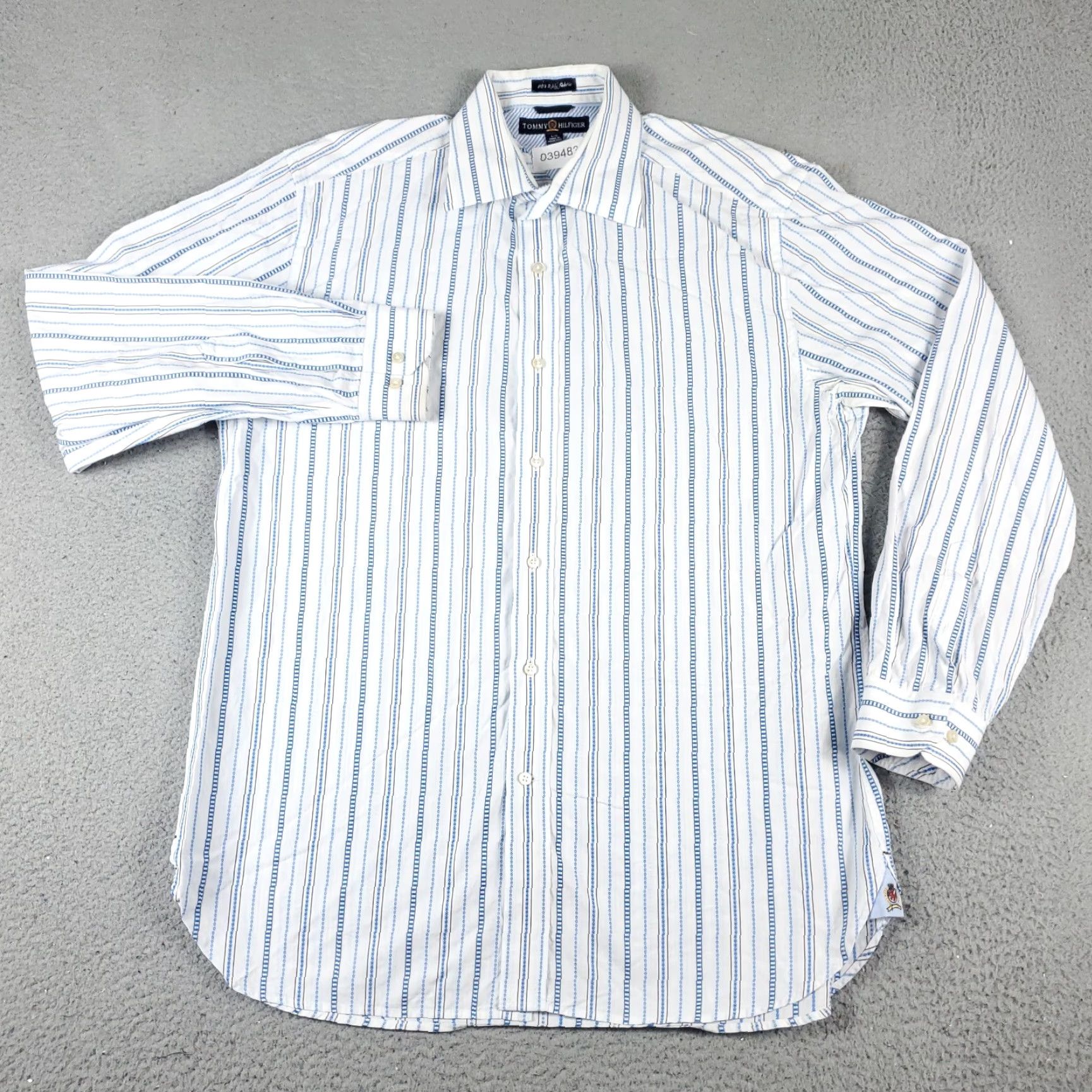 Tommy Hilfiger Tommy Hilfiger Button-Up Shirt Mens Large Blue Striped Casual Long Sleeve Classic Size US L / EU 52-54 / 3 - 2 Thumbnail