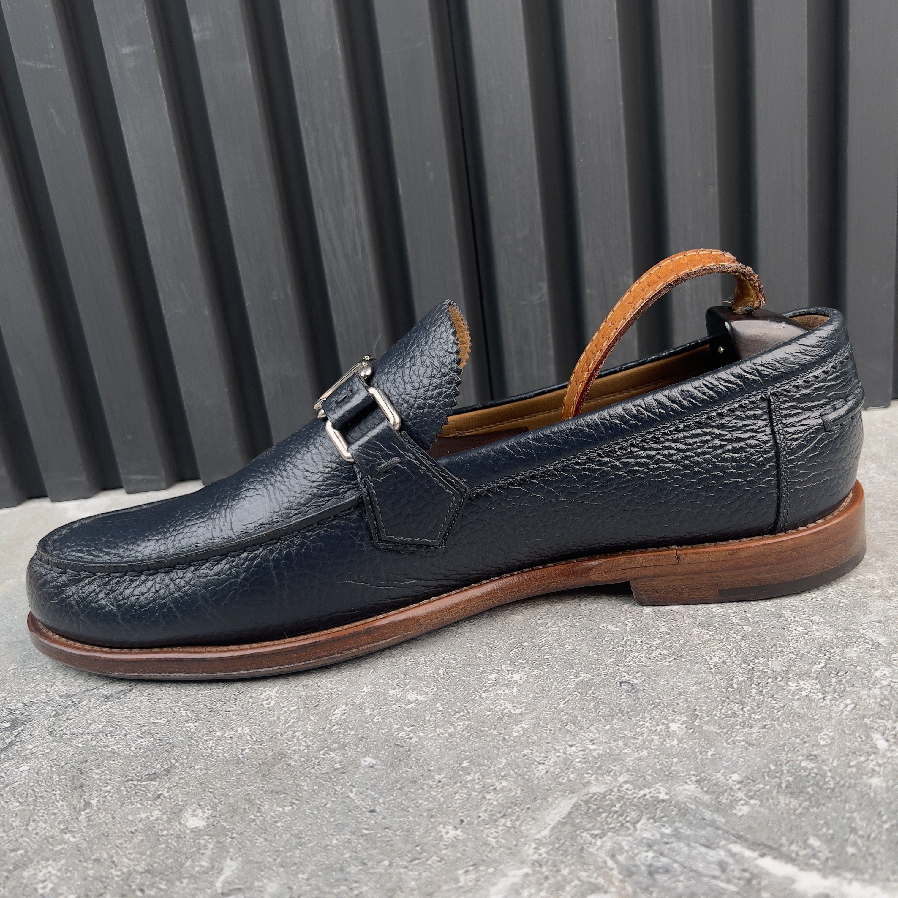 Louis Vuitton Major Loafers Grain Blue Leather Size US 9.5 / EU 42-43 - 6 Thumbnail