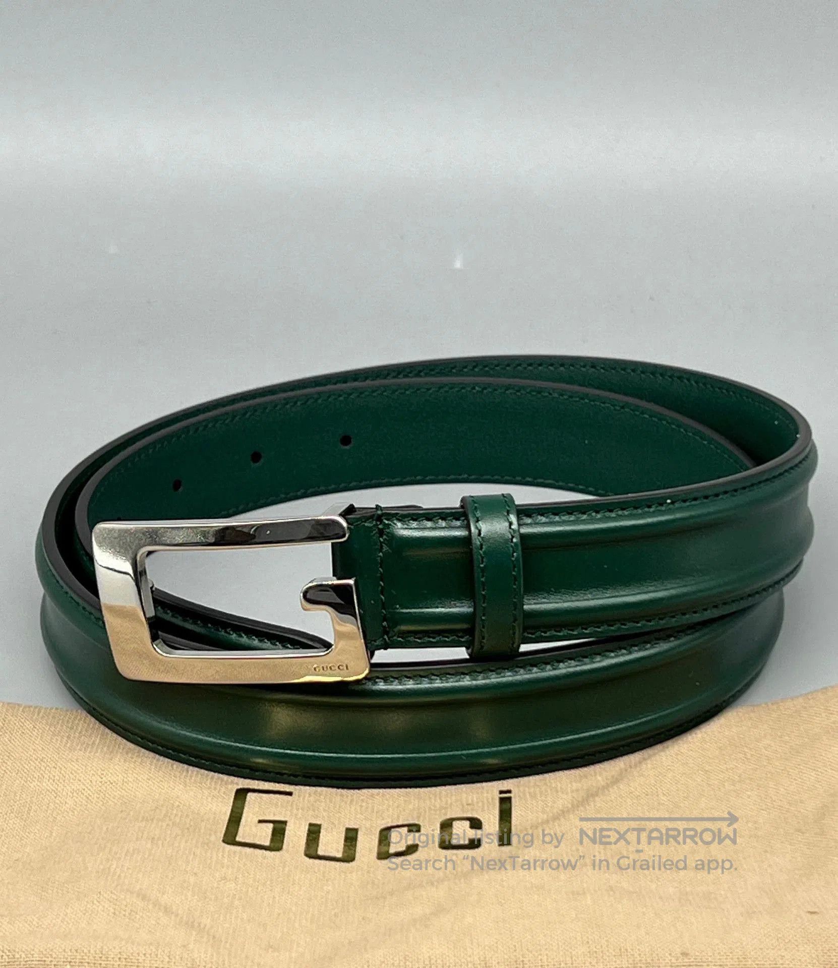 Gucci gucci green leather belt for men and women. Size ONE SIZE - 1 Thumbnail