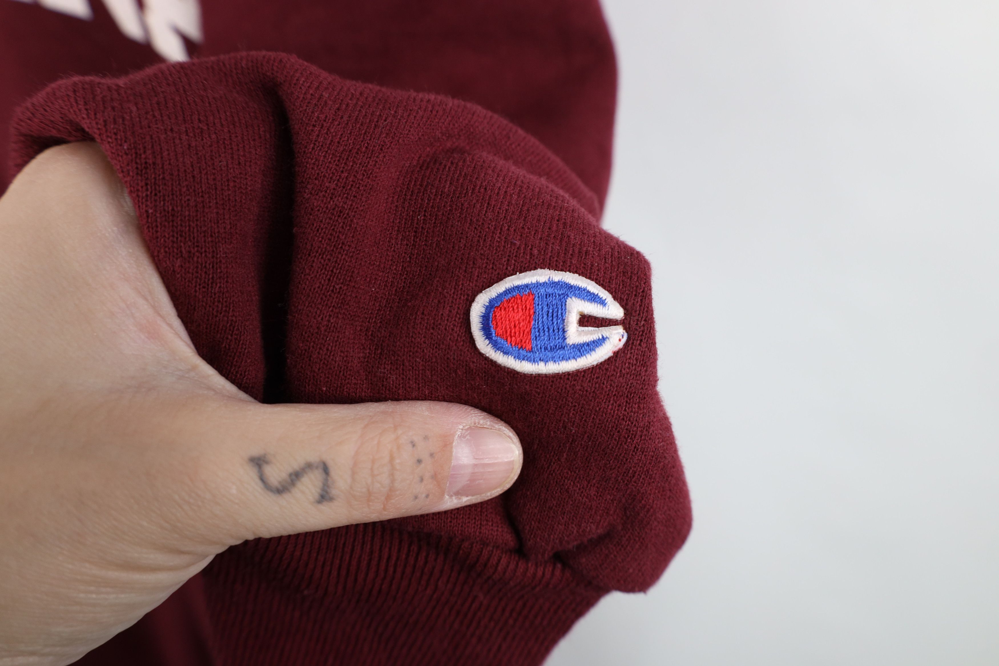 Champion Vintage 90s Champion Augustine Hoodie Sweatshirt Burgundy Size US XL / EU 56 / 4 - 4 Thumbnail