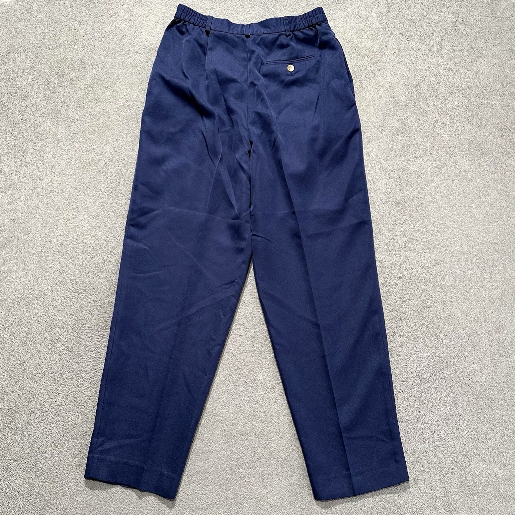 Talbots Talbots Womens Pants 8P Navy Blue Double Pleated Stretch Office Trouser Size 30" / US 8 / IT 44 - 2 Thumbnail