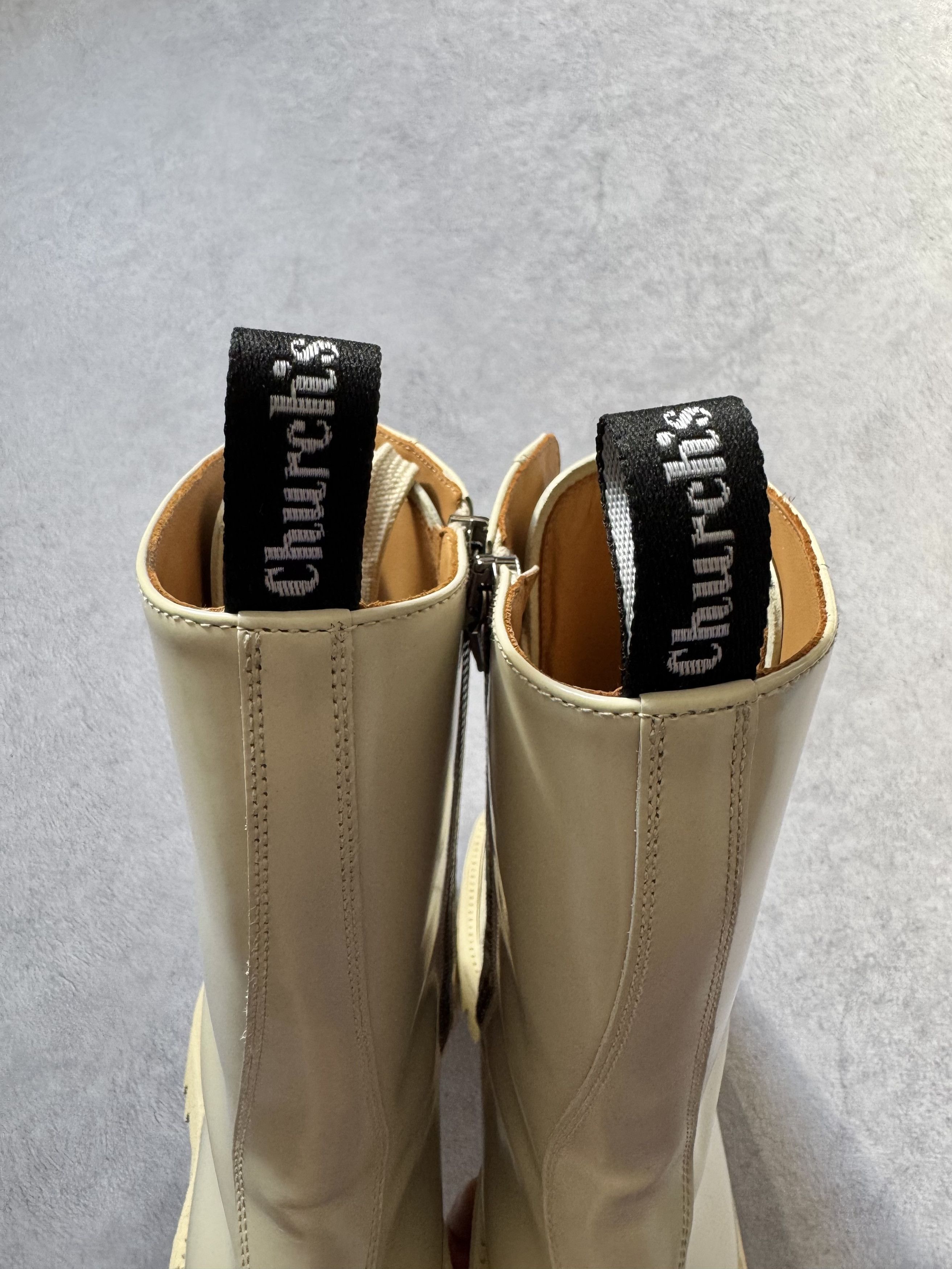 Church's Church's Gwyneth Leather Ankle Combat Boots Beige Size US 10 / IT 40 - 11 Thumbnail