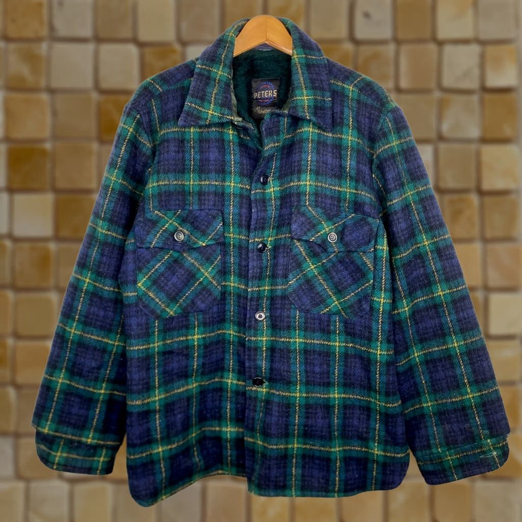 Swatch VTG Peters All Weather Wear Black Watch Plaid Fur Lined Shirt Jacket Sz L Mens Wool Button Long Coat Neon 90s Theme Classic Lined Size US L / EU 52-54 / 3 - 1 Thumbnail
