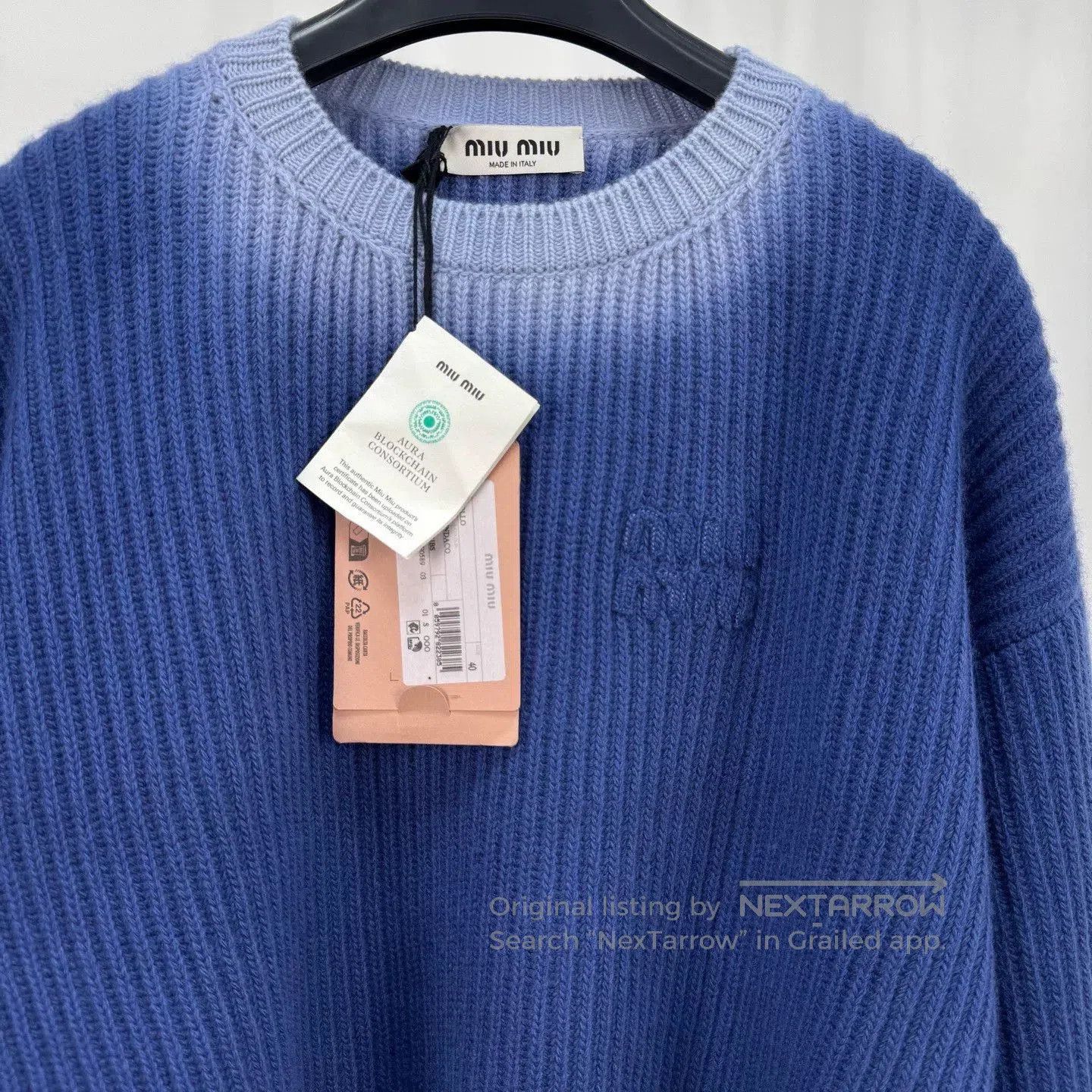 Miu Miu gradient blue wool knit sweater by Miu Miu. Size M / US 6-8 / IT 42-44 - 3 Thumbnail