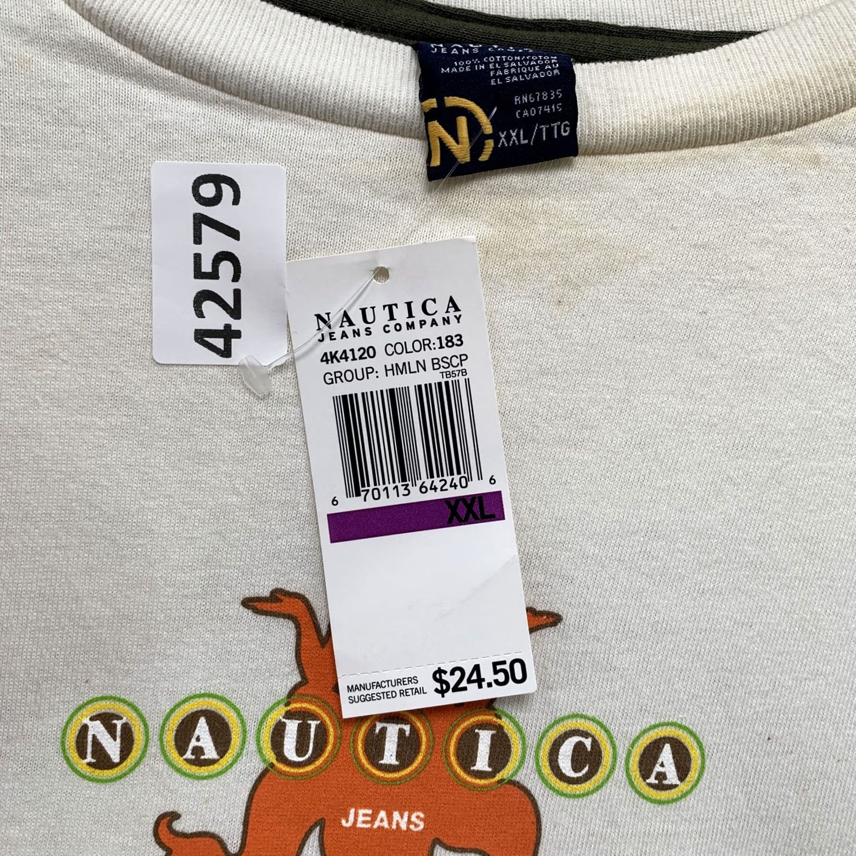 Nautica VINTAGE Nautica Jeans Shirt Mens 2XL White Cream New NWT Shirt Mens 2XL White Jeans Shirt Nautica Size US XXL / EU 58 / 5 - 4 Thumbnail