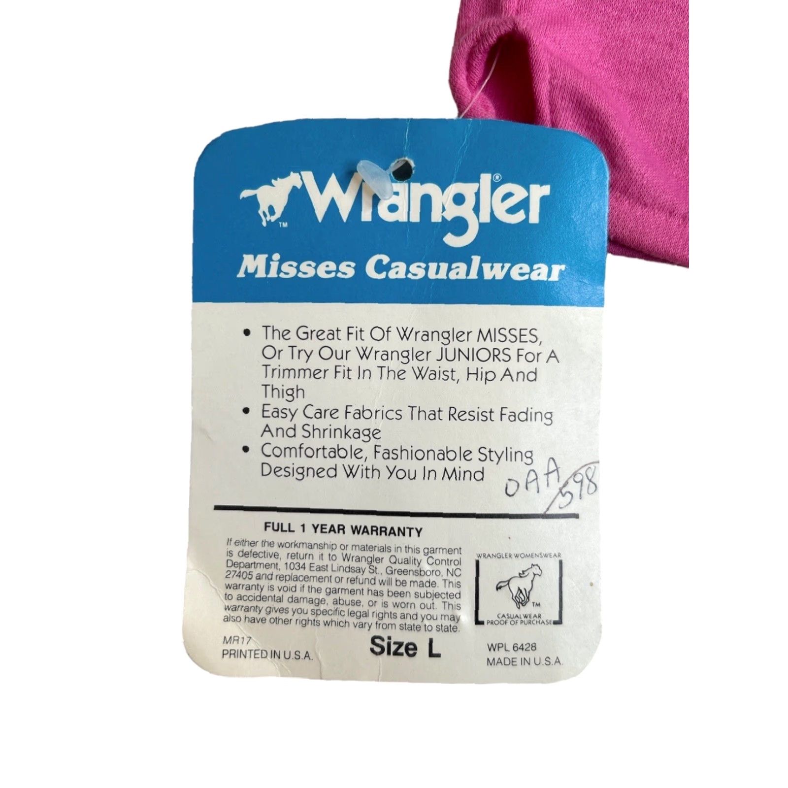 Wrangler VINTAGE Wrangler Shorts Womens L Deadstock NWT 80s Made in USA Pink USA Athletic Cotton/Polyester 2" Inseam Girls/Mens? Size 36" / US 14 / IT 50 - 4 Thumbnail