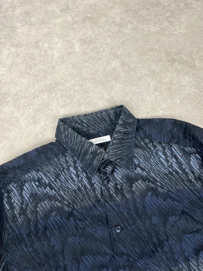 Versace 2000s Versace Black & Navy Waves Abstract Shirt Size US S / EU 44-46 / 1 - 5 Thumbnail