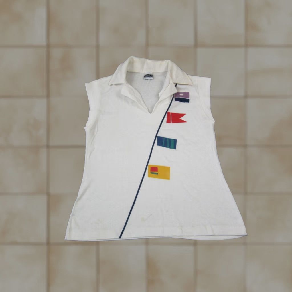 Catalina Vintage Catalina Polo Shirt Womens Medium White Golf Flags Made in USA Active Size M / US 6-8 / IT 42-44 - 1 Thumbnail
