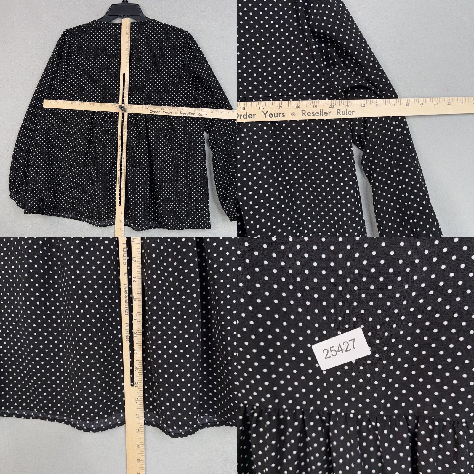 Vintage Savanna Jane Blouse Women's L Black Embroidered Polka Dot Tunic Boho Shirt Size L / US 10 / IT 46 - 8 Thumbnail
