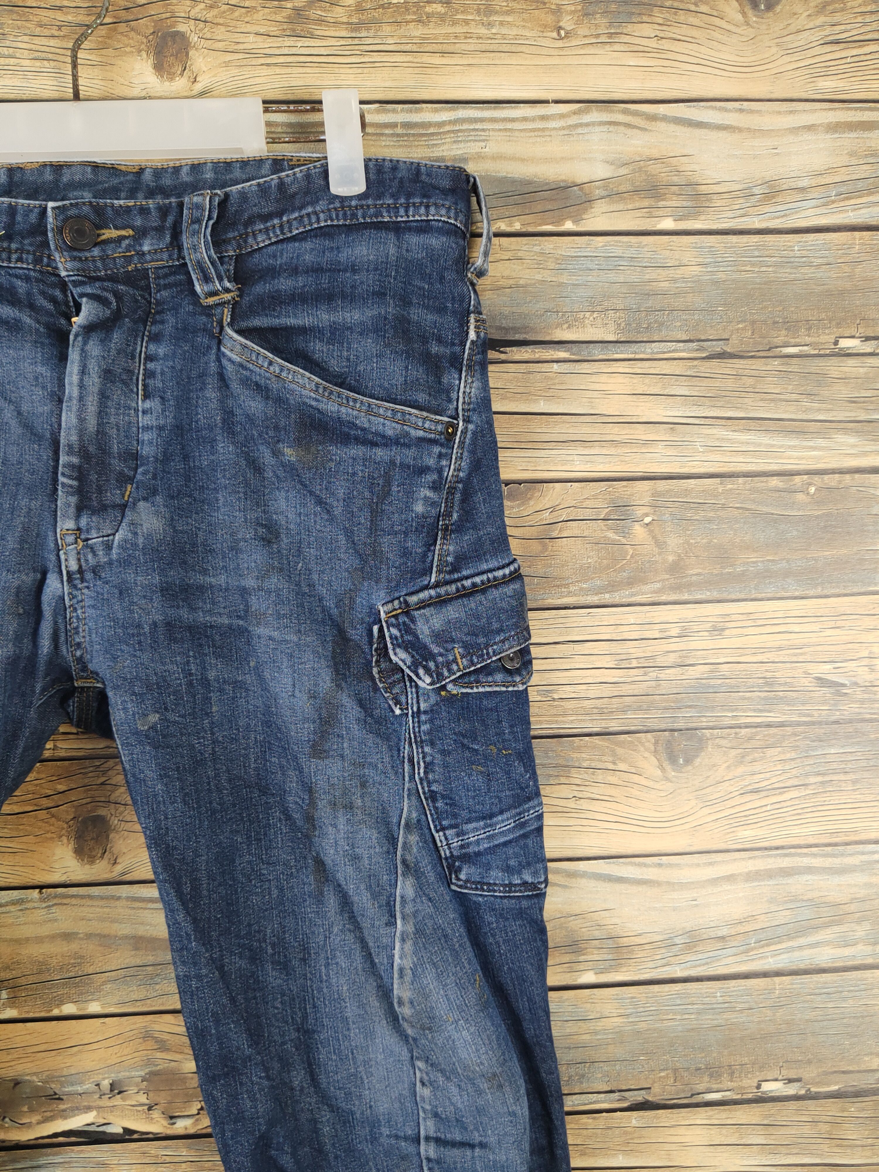 Japanese Brand Evenriver Distressed Ripped denim cargoJeans #W1989 Size 32" / US 10 / IT 46 - 5 Thumbnail