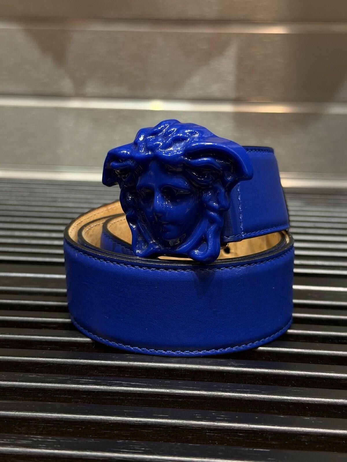 Versace Versace Medusa-Buckle Blue Slim Leather Belt 80 (32) $425 Size ONE SIZE - 6 Thumbnail