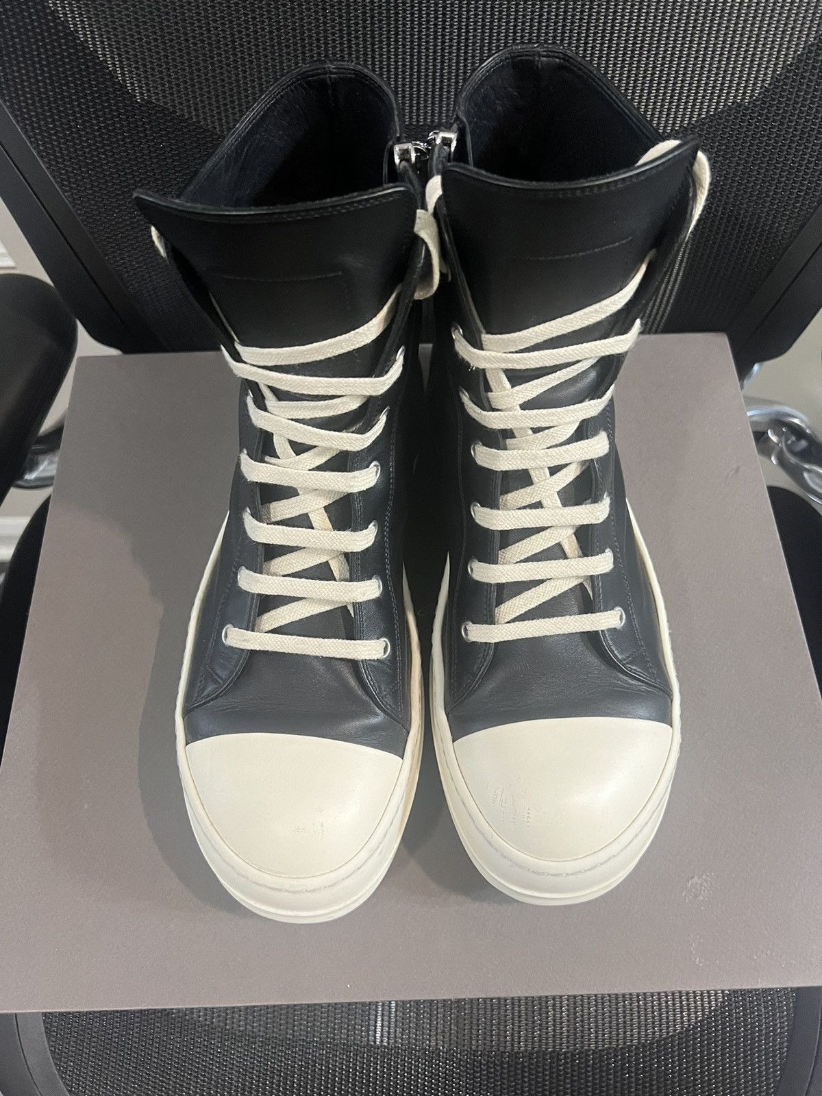 Rick Owens Mainline Leather Ramones High Top Black Size US 9 / EU 42 - 1 Thumbnail