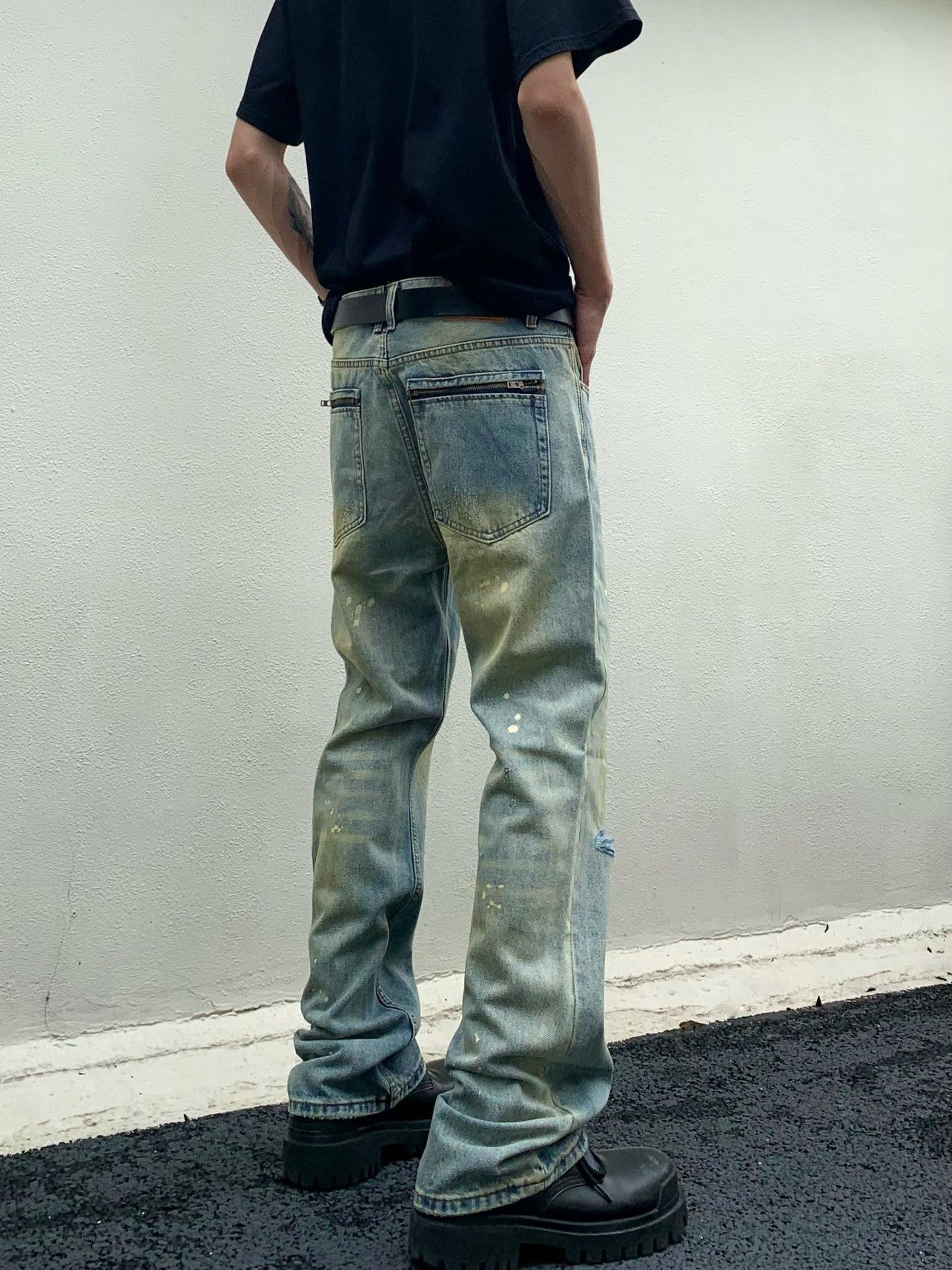 Fat Tokyo damaged faded paint grunge flared jeans Size US 28 / EU 44 - 4 Thumbnail