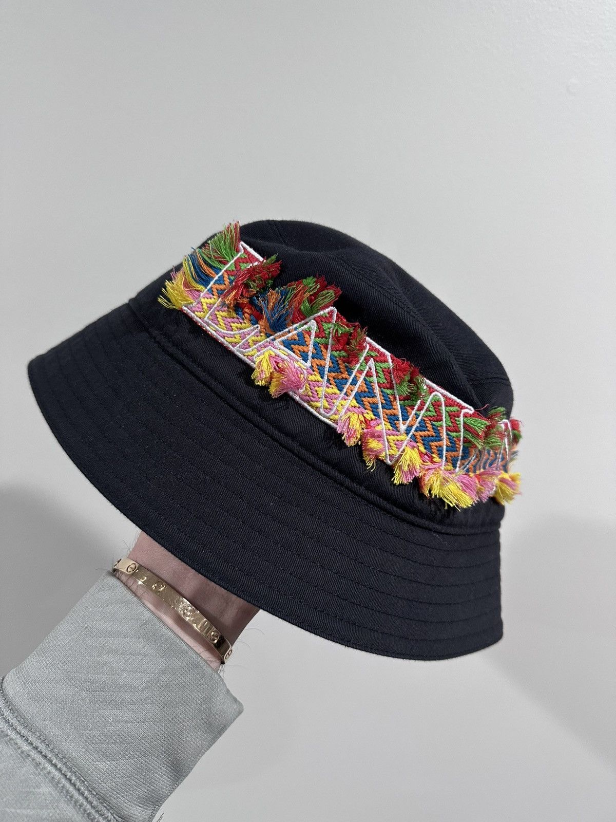 Lanvin Lanvin Curb Embroidered Logo Bucket Black Hat Size ONE SIZE - 1 Thumbnail