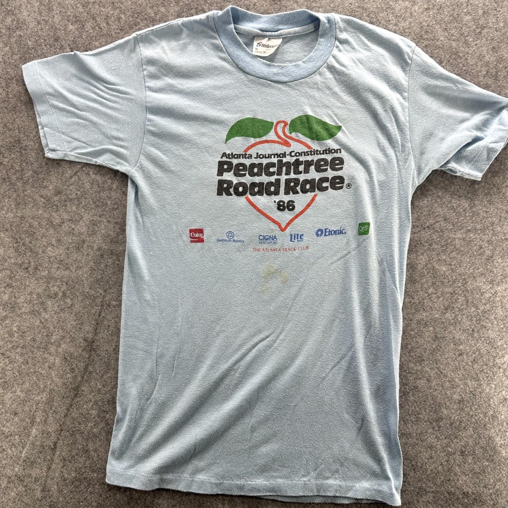 Vintage VINTAGE Peachtree Road Race Shirt Mens Medium Blue 1986 Atlanta Running Graphic Size US M / EU 48-50 / 2 - 2 Thumbnail