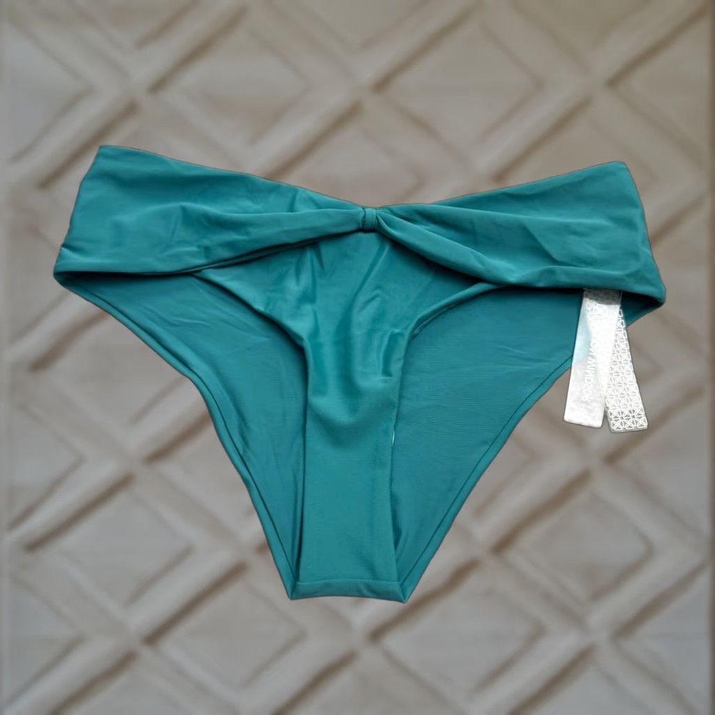Vintage Windsor Bikini Bottom Women Medium Teal Blue Knotted Front NWT Swimwear Devon Windsor Amari Bottom M Womens Beach Classic Size 32" / US 10 / IT 46 - 1 Thumbnail