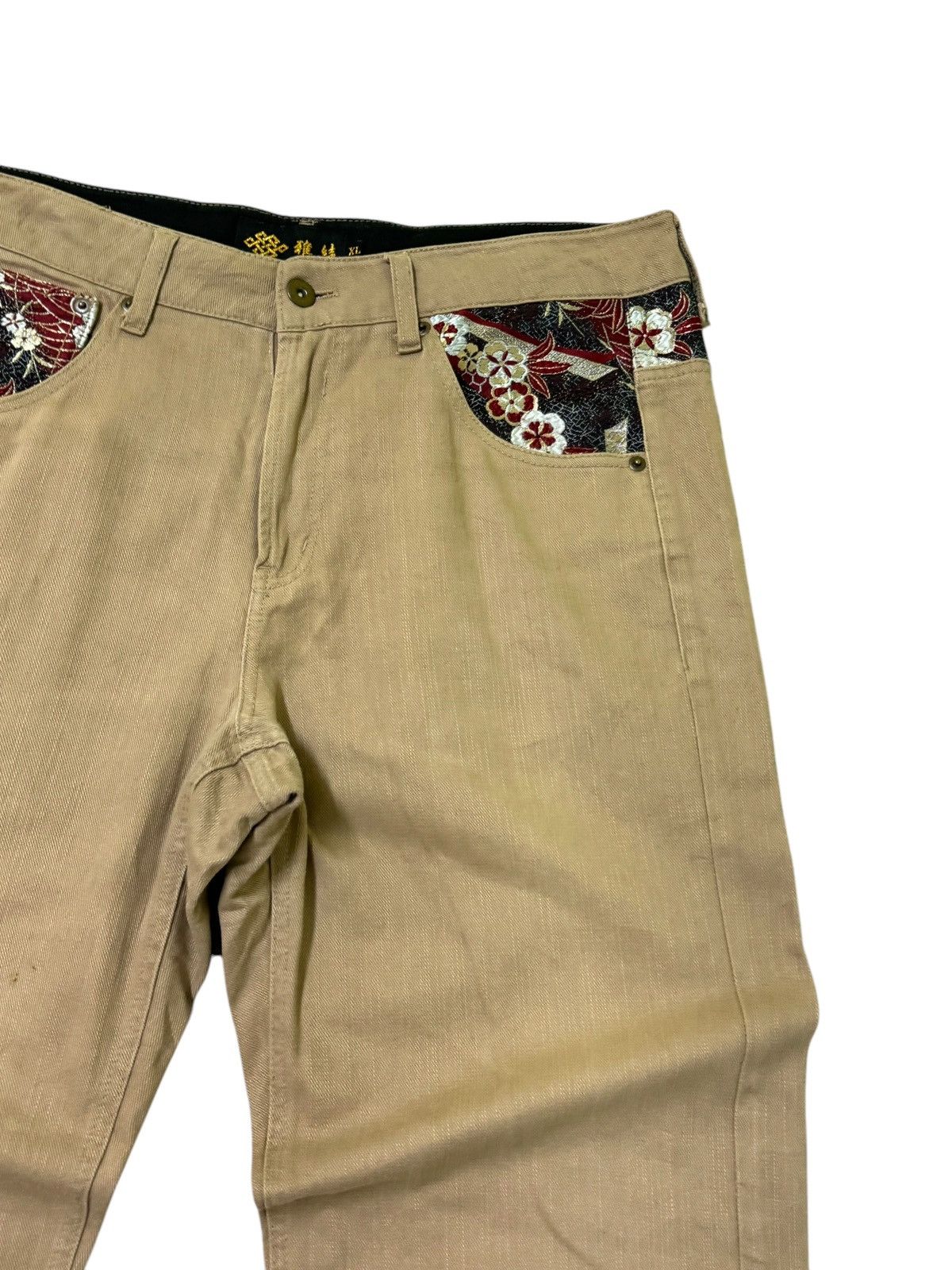 Japanese Brand VINTAGE JAPAN TRADITIONAL DISTRESSED FLORAL MOTIVE JEANS Size US 33 - 5 Thumbnail