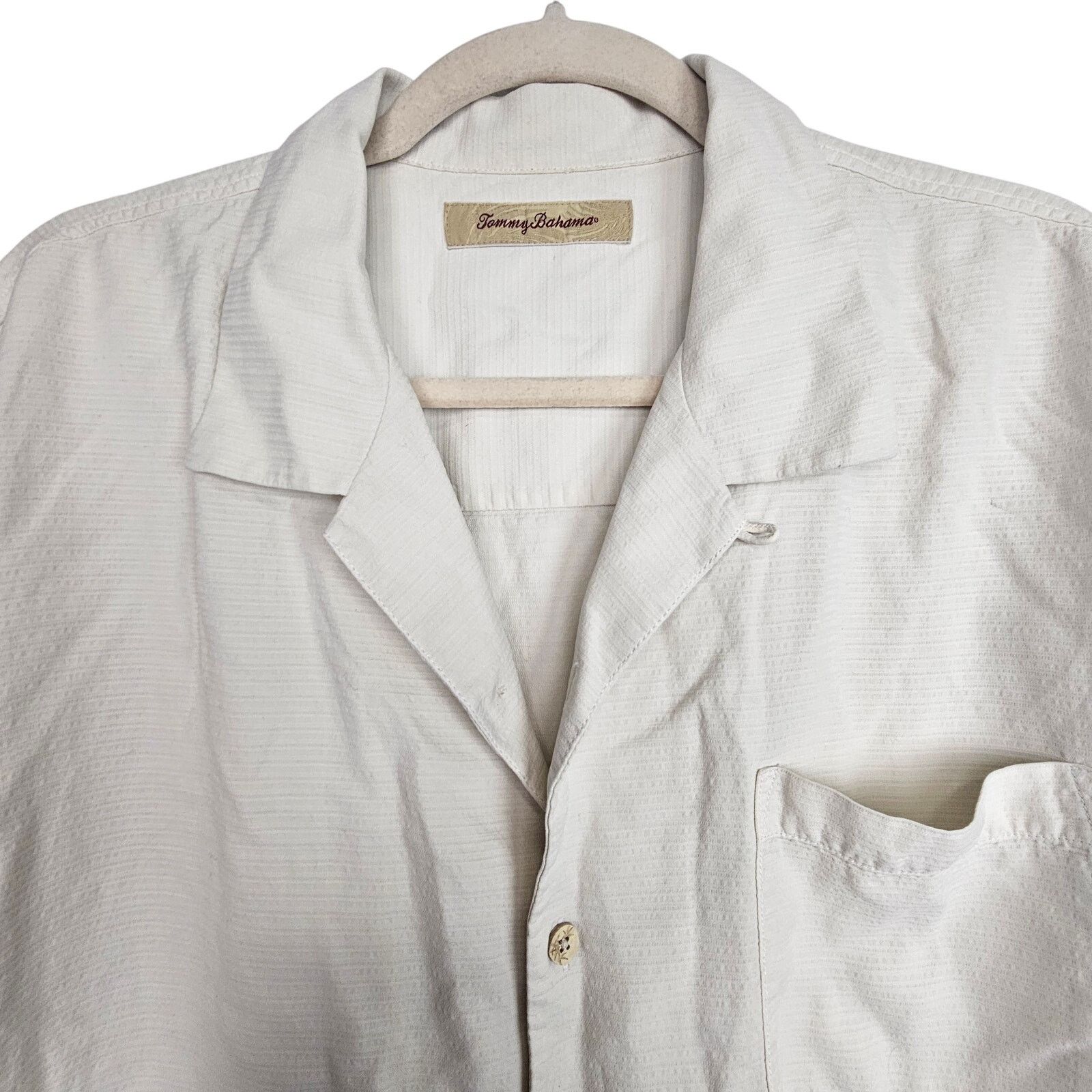 Tommy Bahama Tommy Bahama Mens Silk Hawaiian Shirt Size XL Cream Resort Size US XL / EU 56 / 4 - 2 Thumbnail