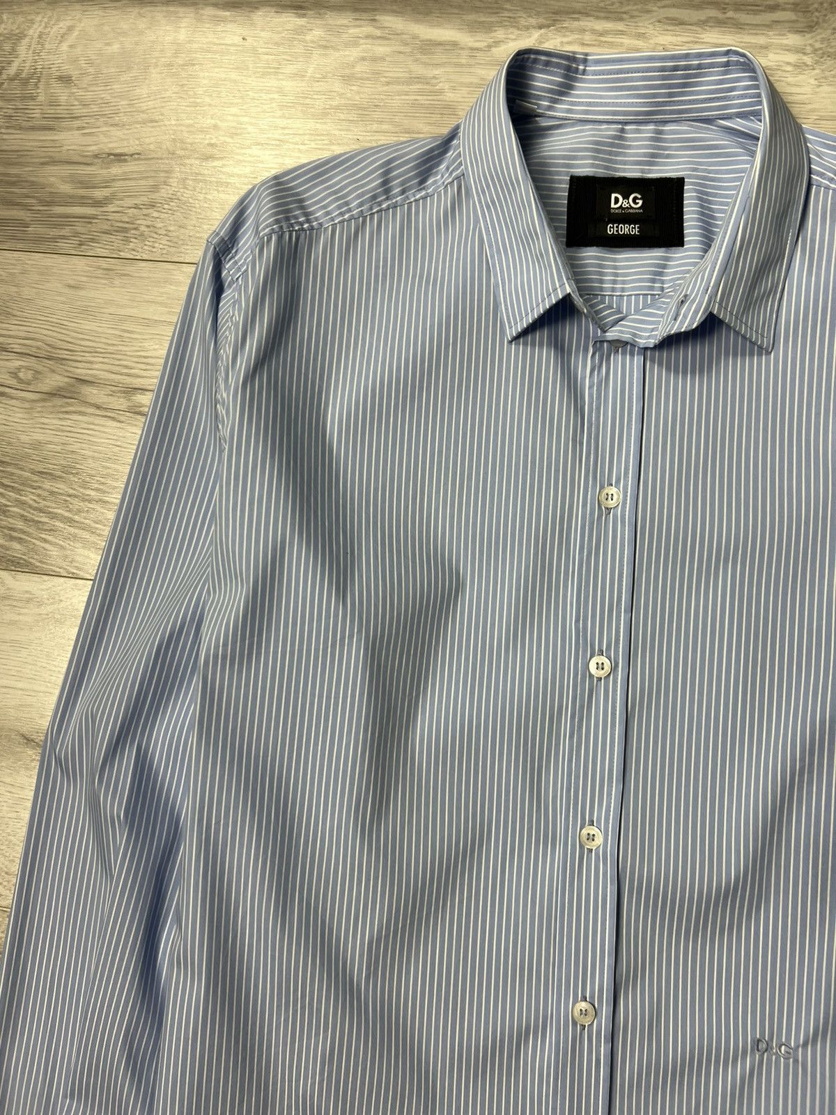 Dolce & Gabbana × Vintage Dolce & Gabbana George Striped Button Up Shirt D&G Logo Size US L / EU 52-54 / 3 - 3 Thumbnail