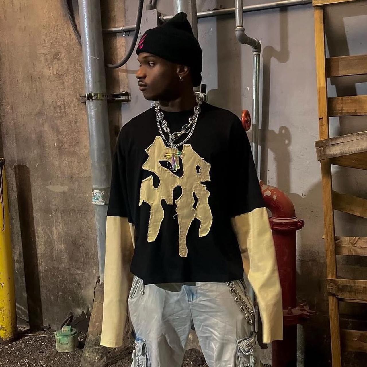 Other Black and cream cotton streetwear long sleeve Size US M / EU 48-50 / 2 - 3 Thumbnail