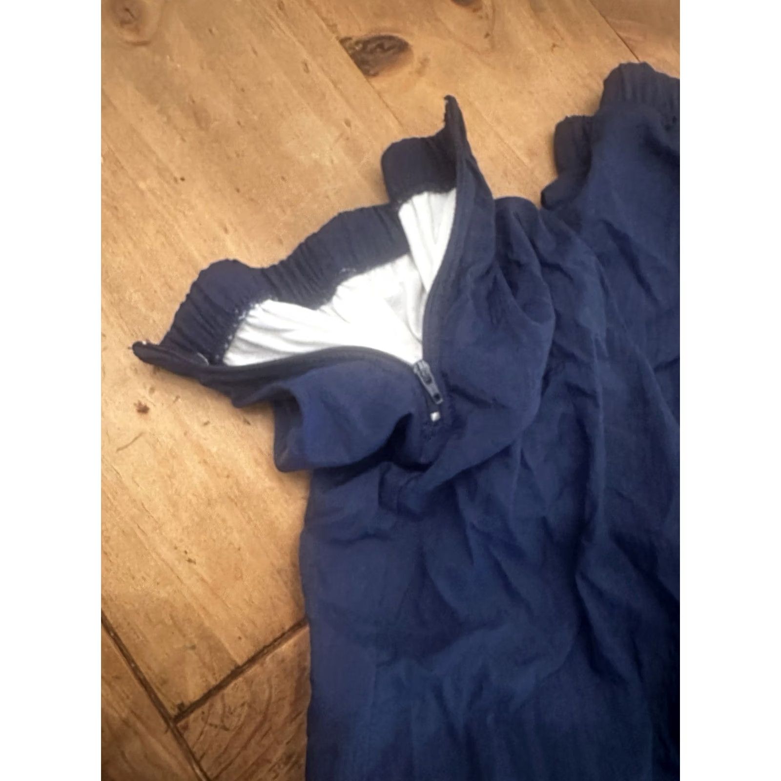 Jockey Vtg XL Jockey Navy Blue Windbreaker Pants Ankle Zip Elastic Waist Pockets Logo Nylon Athletic Unisex Adults XL Size 40" / US 18 - 2 Thumbnail