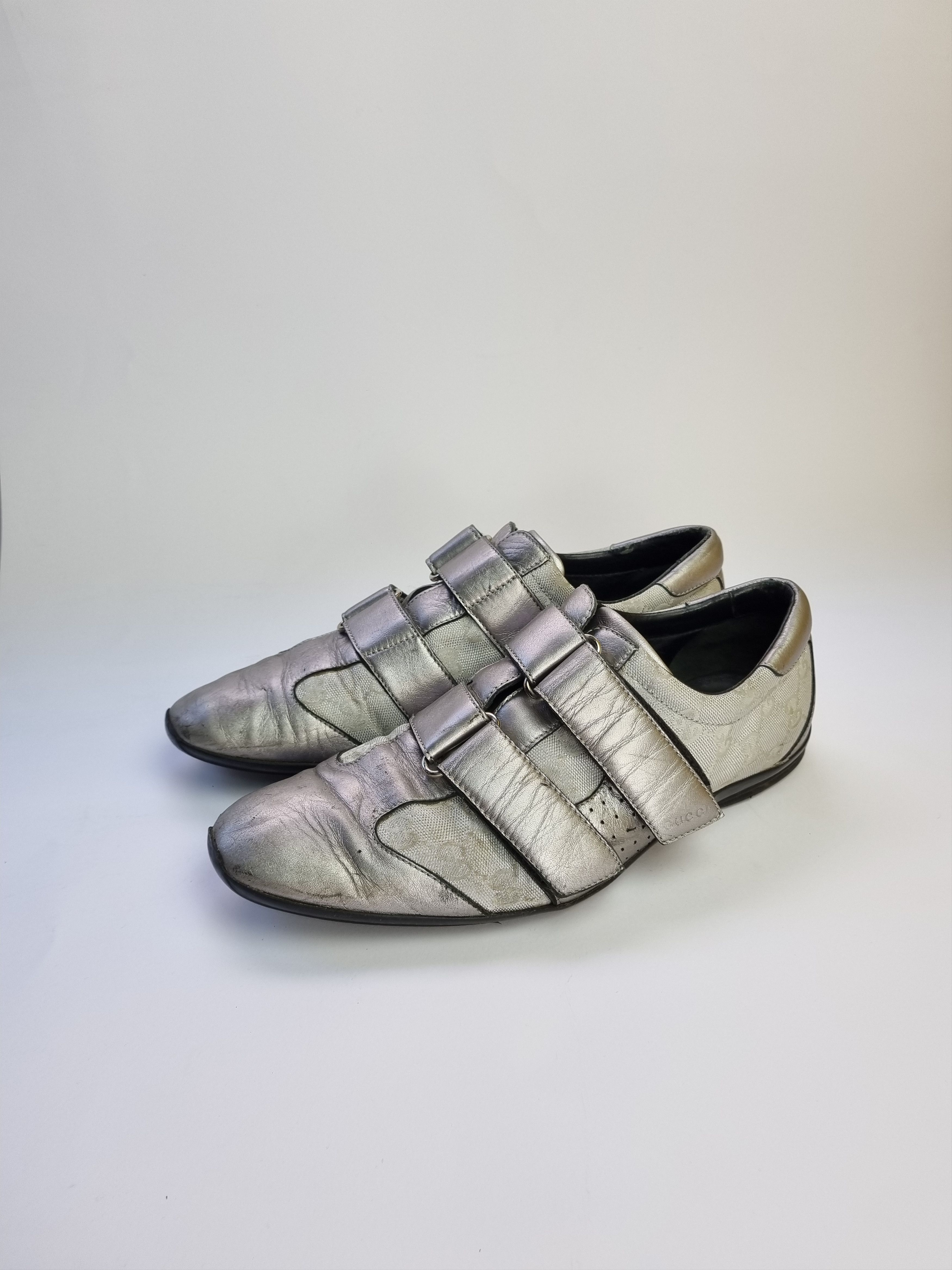 Gucci × Vintage Gucci Monogram Leather Metallic Italian Sneakers 091838 Size US 8 / EU 41 - 2 Thumbnail