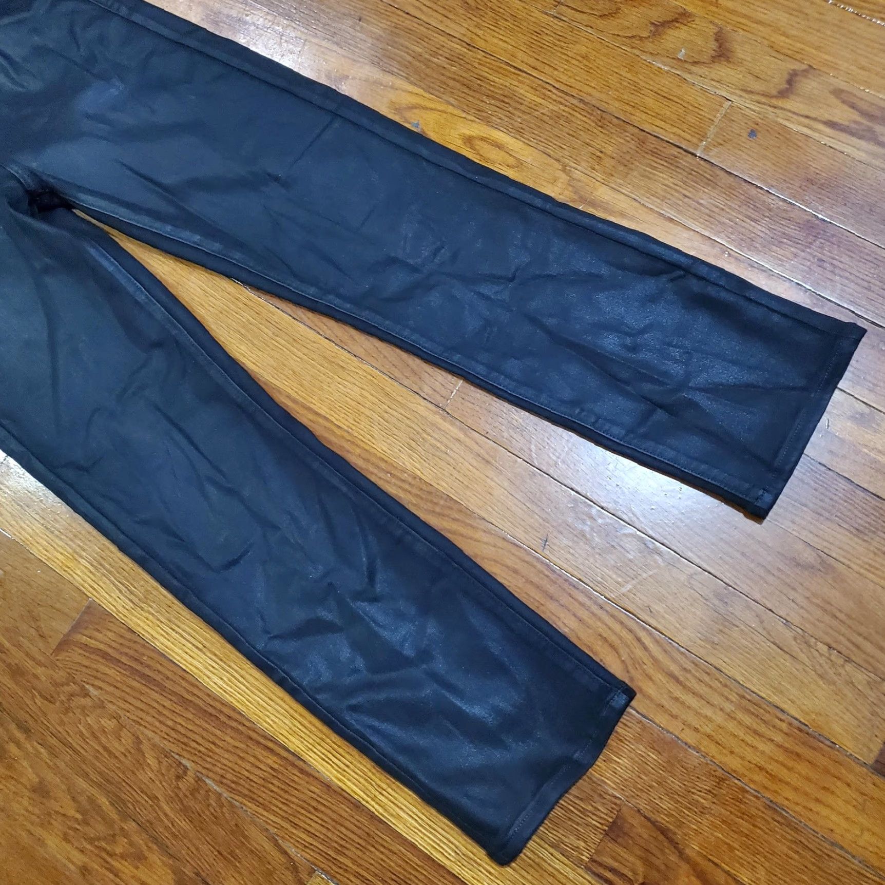 Paige Paige Womens Jeans 26 Black Cindy Coated High Rise Straight Leg Faux Leather Denim Zip Pockets Stretch Vintage: No Mens Womens Size 26" / US 2 / IT 38 - 6 Thumbnail