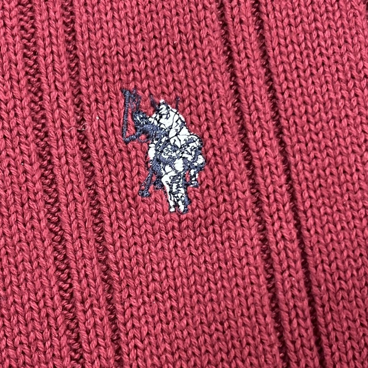 Polo Ralph Lauren US Polo Association Sweater Red Maroon Cable Knit Size US XL / EU 56 / 4 - 4 Thumbnail