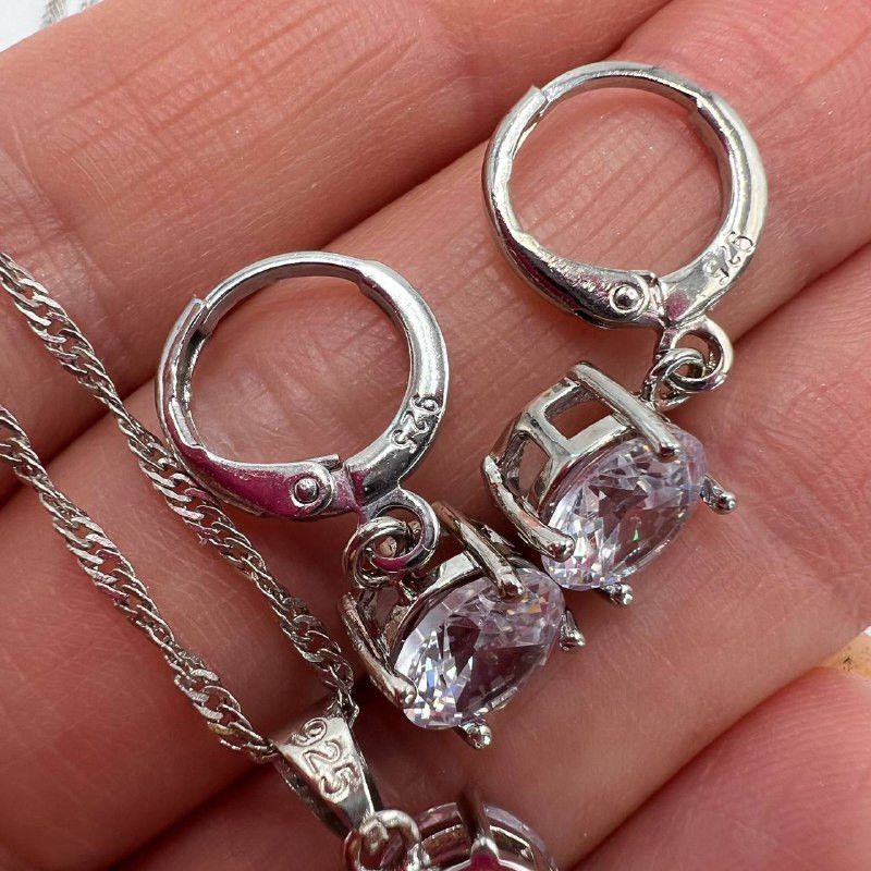 Sterling Silver Jewelry Earrings & Pendant Necklace 925 Sterling Silver Gift Size ONE SIZE - 5 Thumbnail