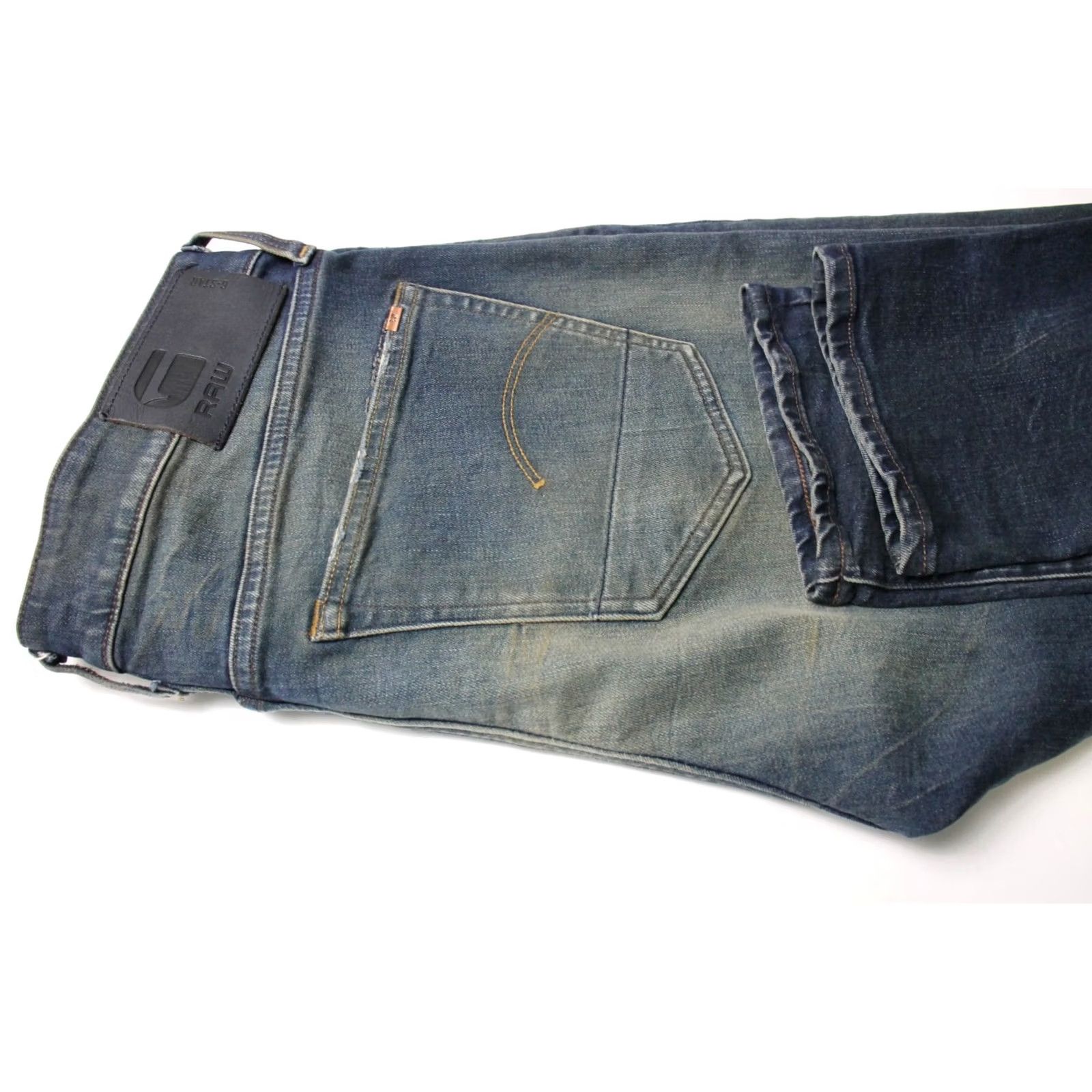G-Star G-STAR 3301 Slim Jeans Men's W34/L32 Button Fly Whiskers Faded Denim Blue Size US 34 / EU 50 - 5 Thumbnail