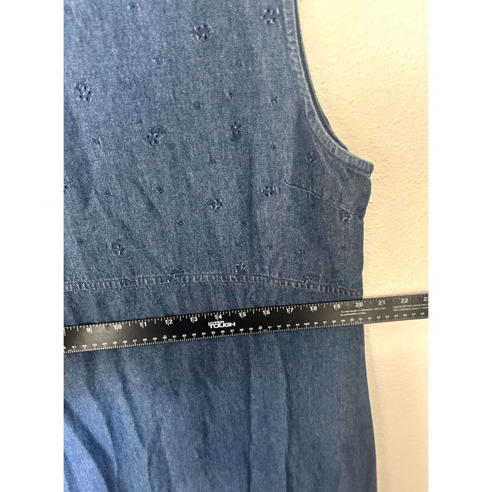 Denime Mountain Lake Casuals Denim Eyelet Embroidered Sleeveless Maxi Dress XL Blue Women Size XL / US 12-14 / IT 48-50 - 6 Thumbnail