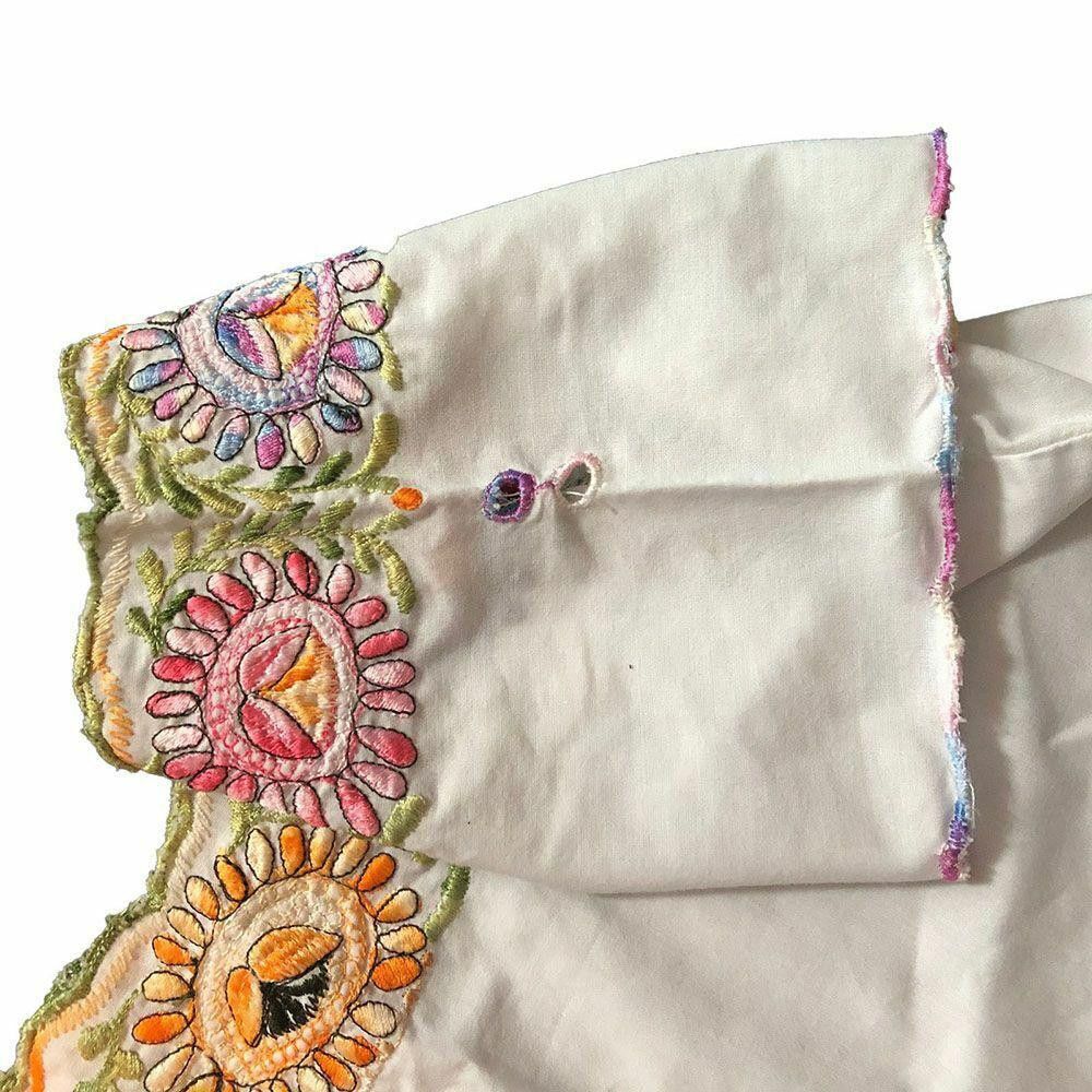 Designer New White Hand Made Embroidered Dress Mestiza S Size S / US 4 / IT 40 - 2 Thumbnail