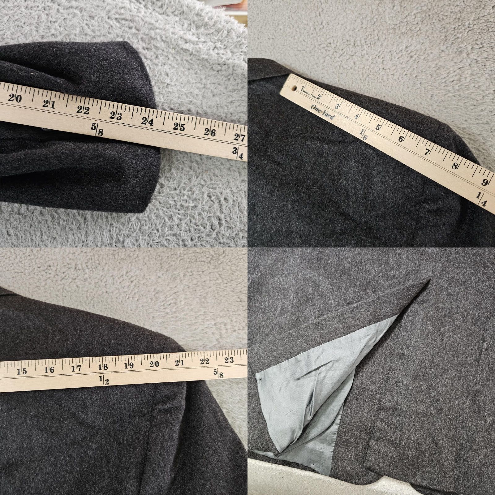 Nordstrom Loro Piana Sport Coat Mens 46 Gray 100% Cashmere Two-Button Notch Lapel Black/Charcoal Gray Solid Jacket Coat Business Formal Wedding USA Size US S / EU 44-46 / 1 - 9 Thumbnail
