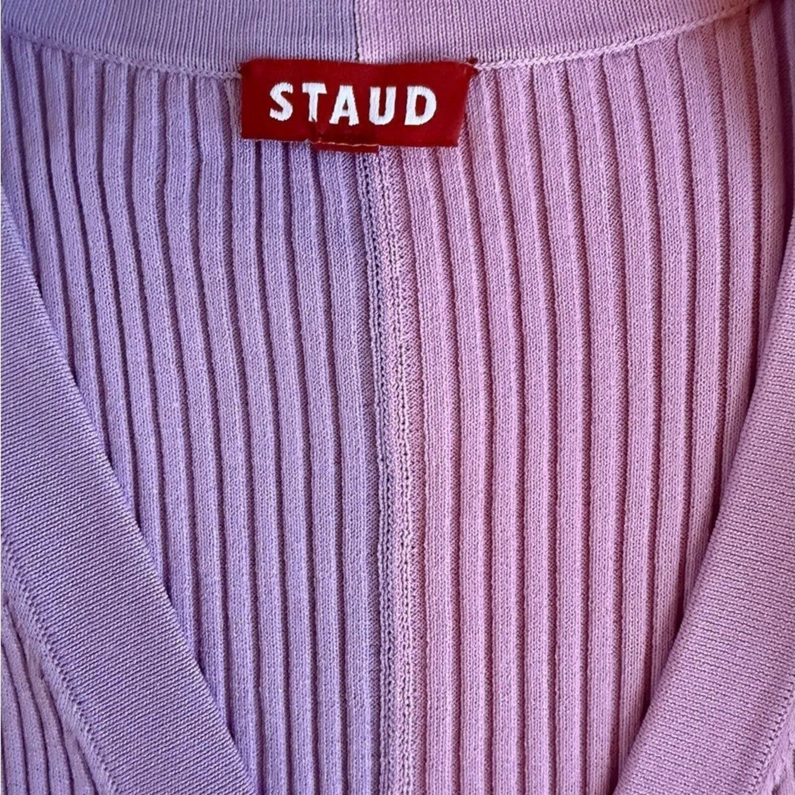 Acne Studios STAUD Shoko Ribbed Color Block Sweater Midi Button Front L Size L / US 10 / IT 46 - 9 Thumbnail