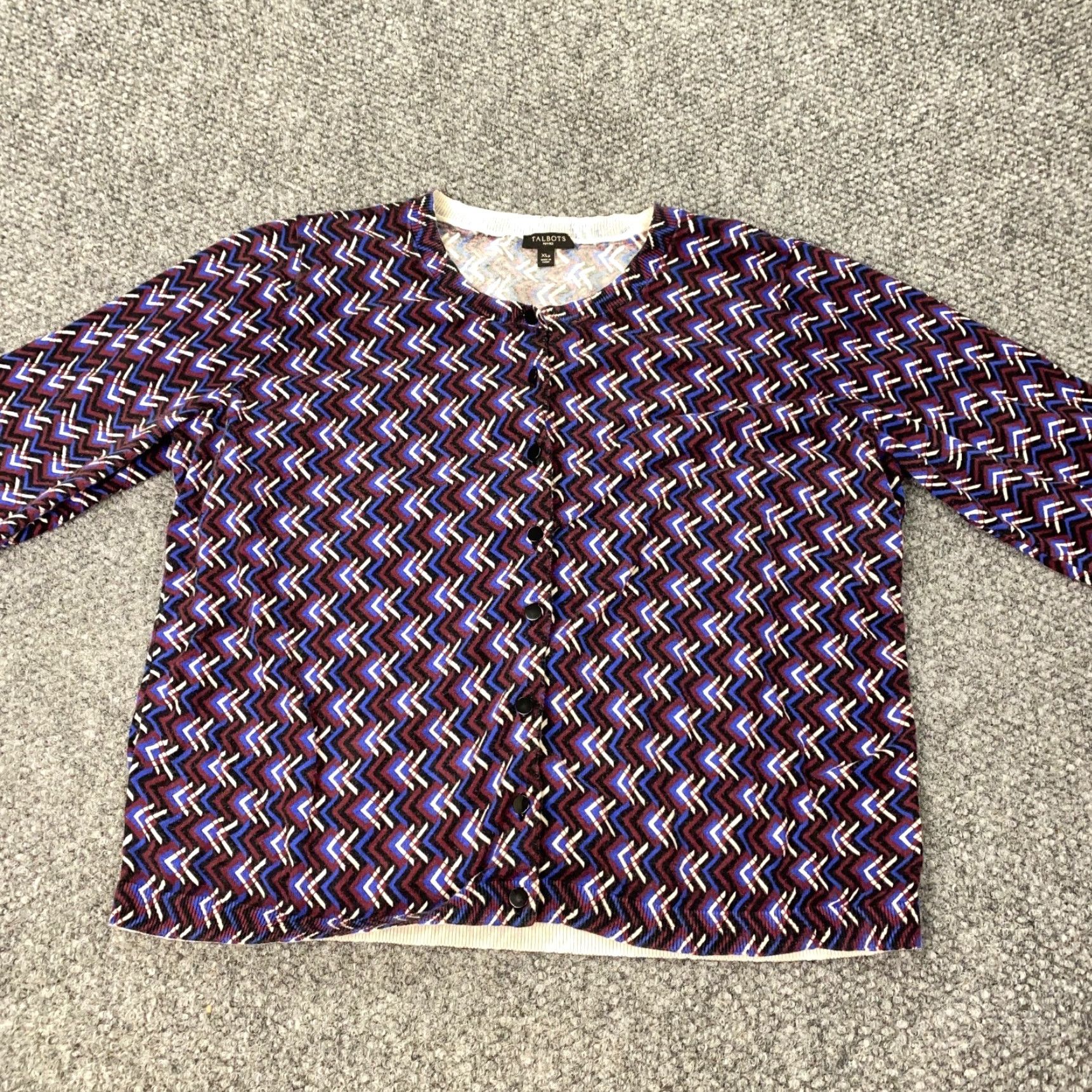 Talbots VINTAGE Talbots Cardigan Womens Petite XL Lightweight Button Up Geometric Knit Fall Winter Women Size XL / US 12-14 / IT 48-50 - 4 Thumbnail