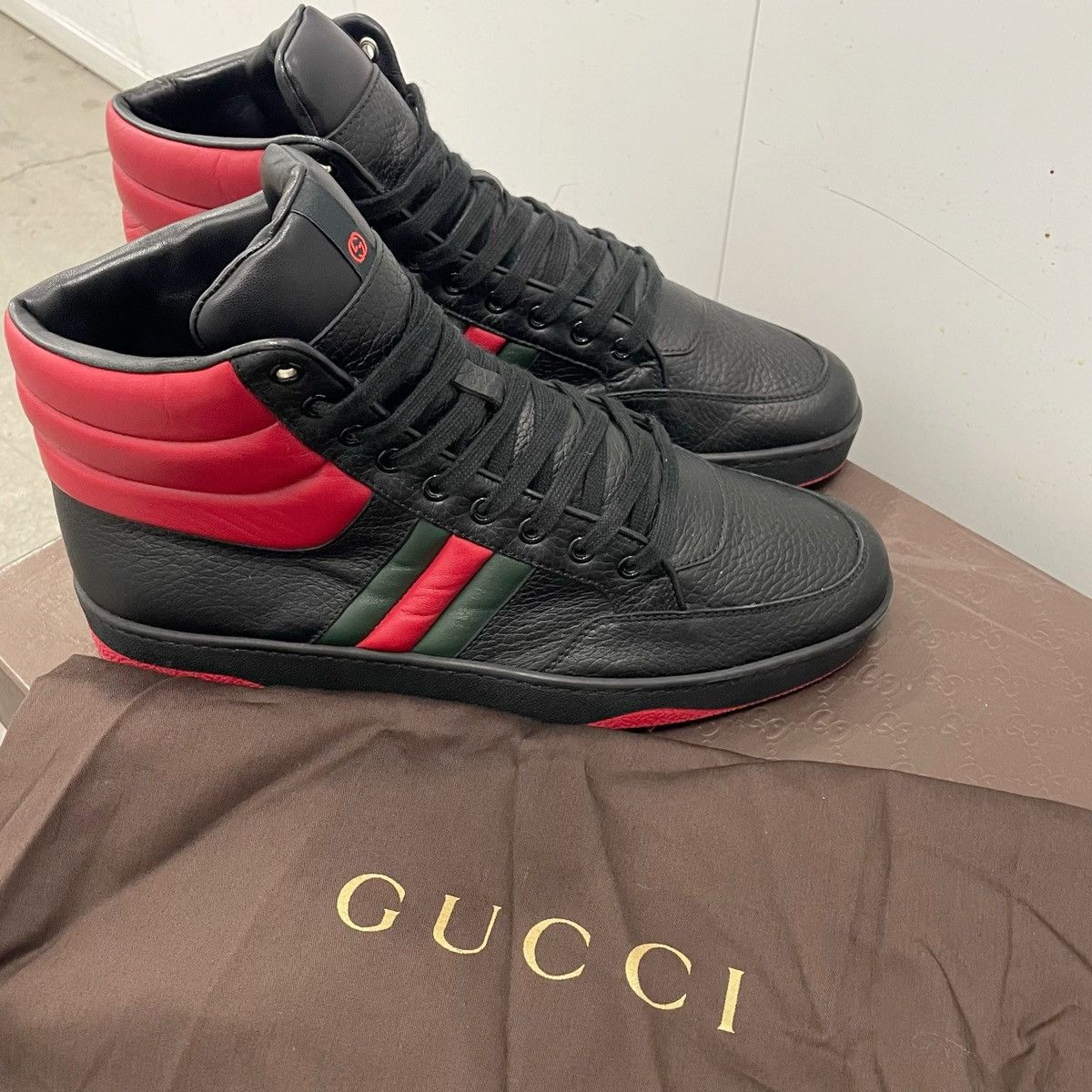 Gucci Ronnie Padded High \'Black Red\' Gucci Gucci High top Ronnie web green Padded High Black Red  main image 3